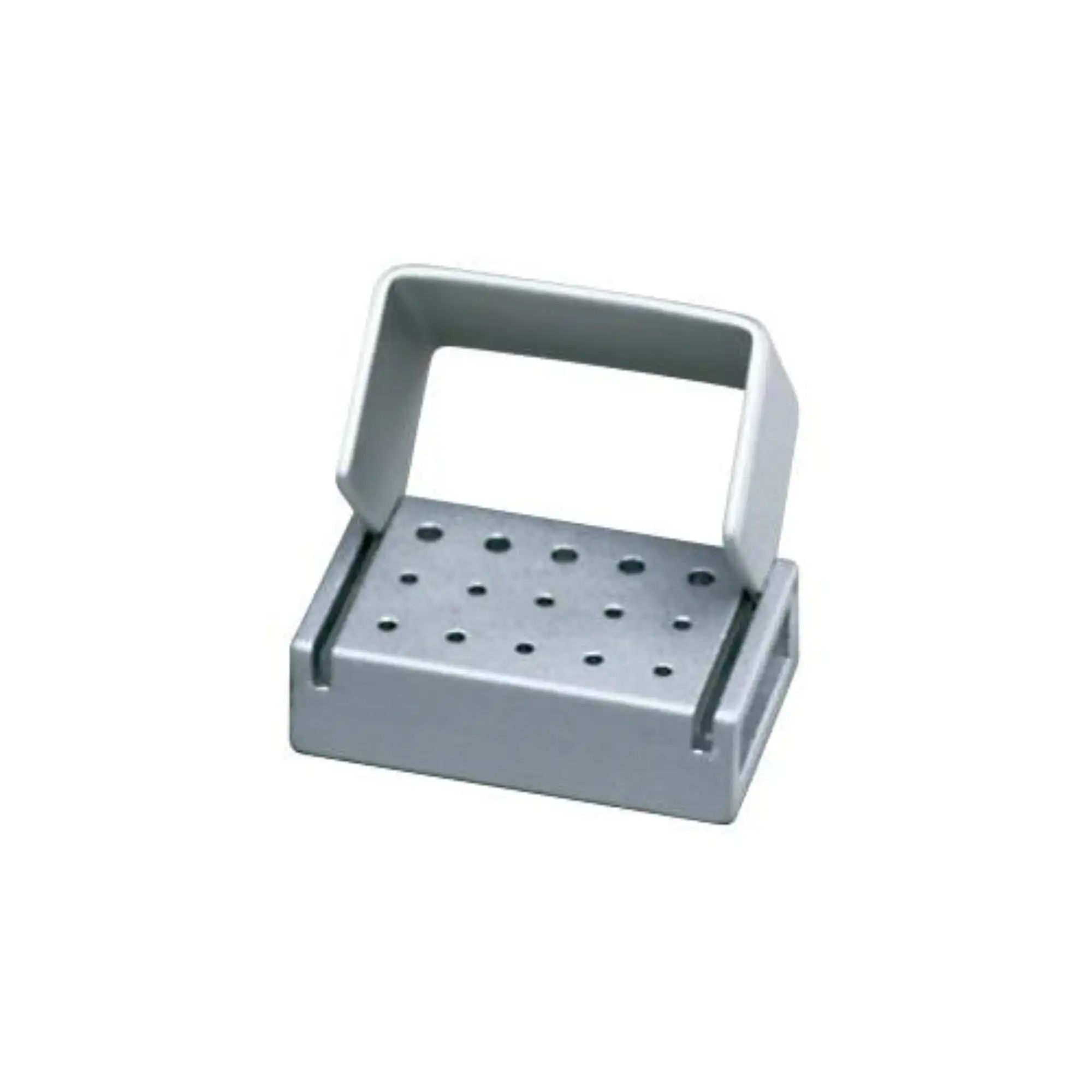 Palmero 15-Hole Anodized Aluminum Latch Bur Block, Autoclavable, 1 5/8" x 1 1/8" - 15-Hole Bur Block Latch - Image 1