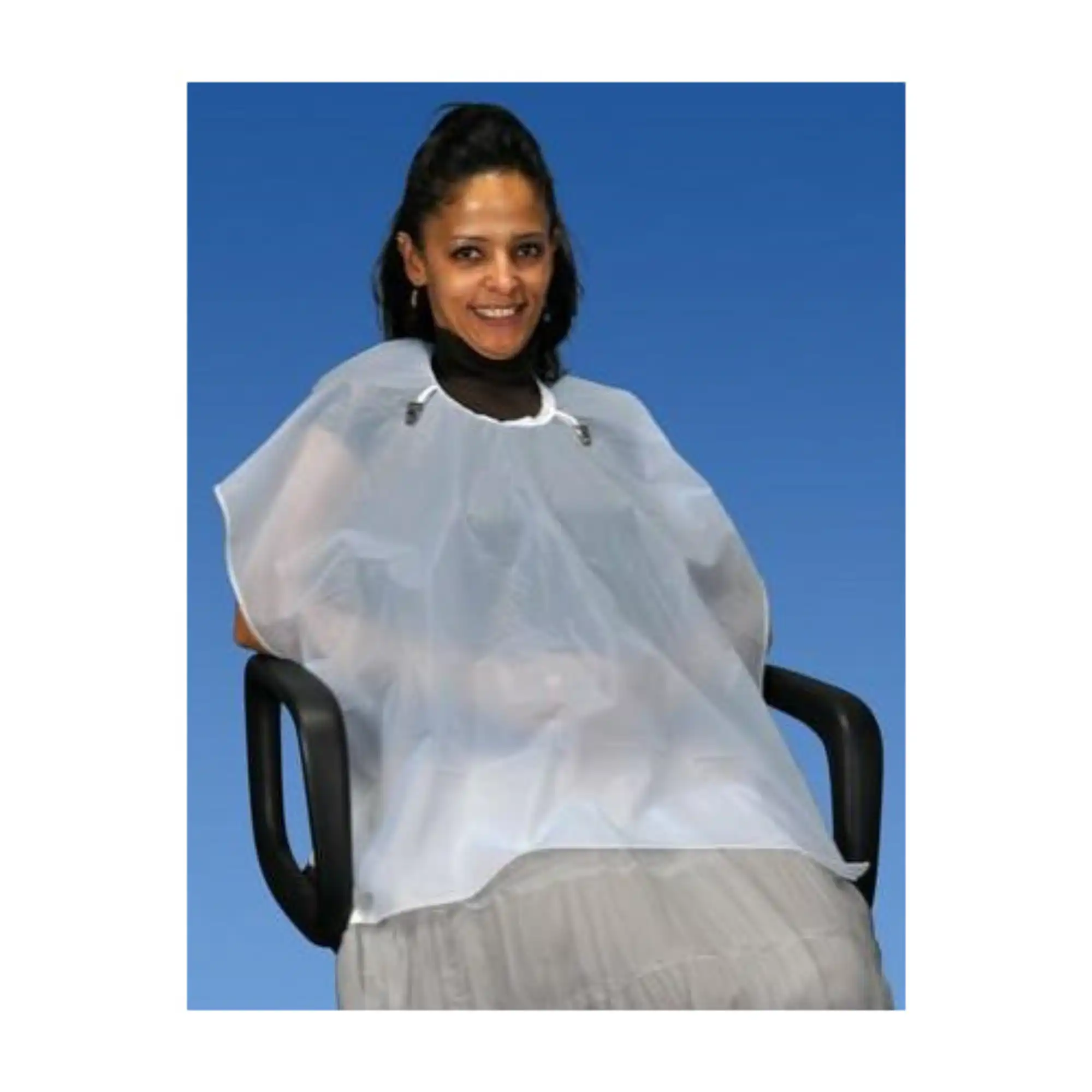 Palmero Plastic Waist-Length Patient Throw, Blue, 27" x 30", 852BLUE thumbnail 3