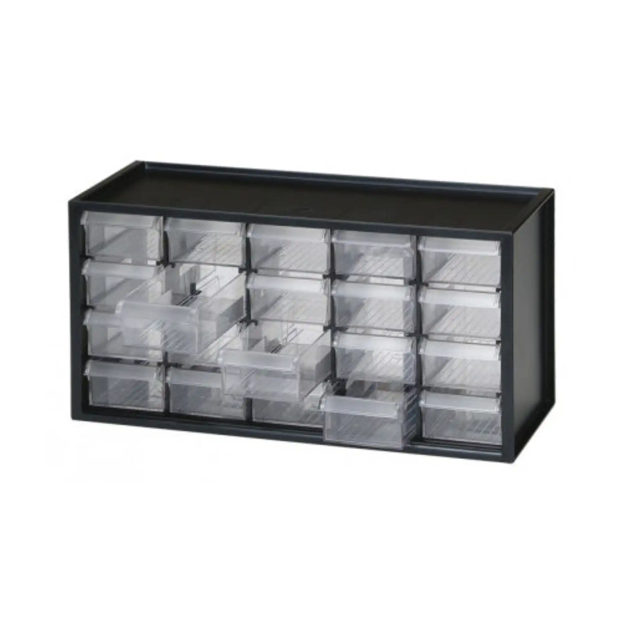 Plasdent 20-Drawer Benchtop Cabinet, Black Frame, Clear Drawers, DRA20-11 - Plasdent - 20-Drawer Unit Black Frame, DRA20-11 - Image 1