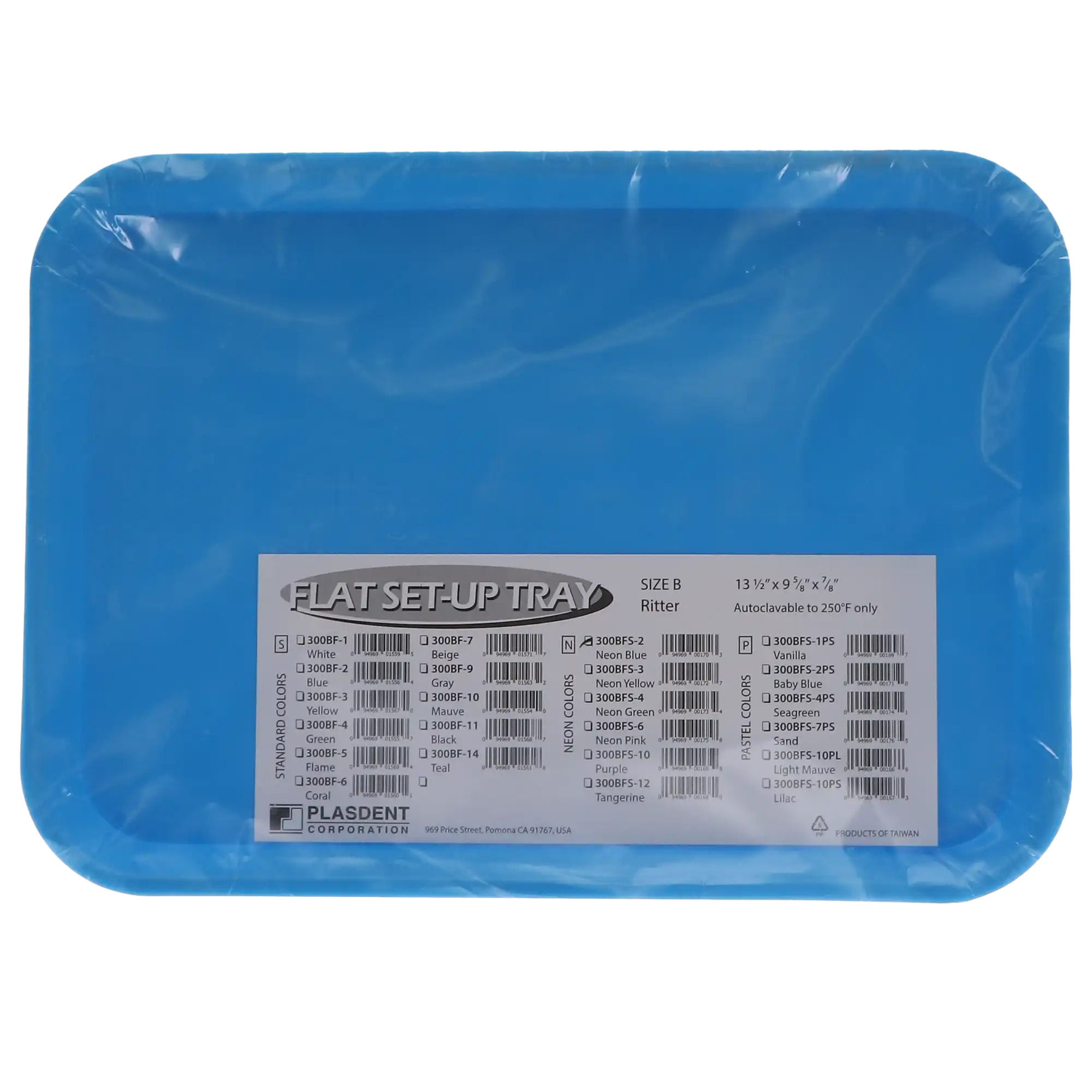 Plasdent Set-Up Plastic Flat Tray, Size B (Ritter), Neon Blue, 13-1/2" x 9-5/8" x 7/8", 1/Pk, 300BFS-2 thumbnail 4