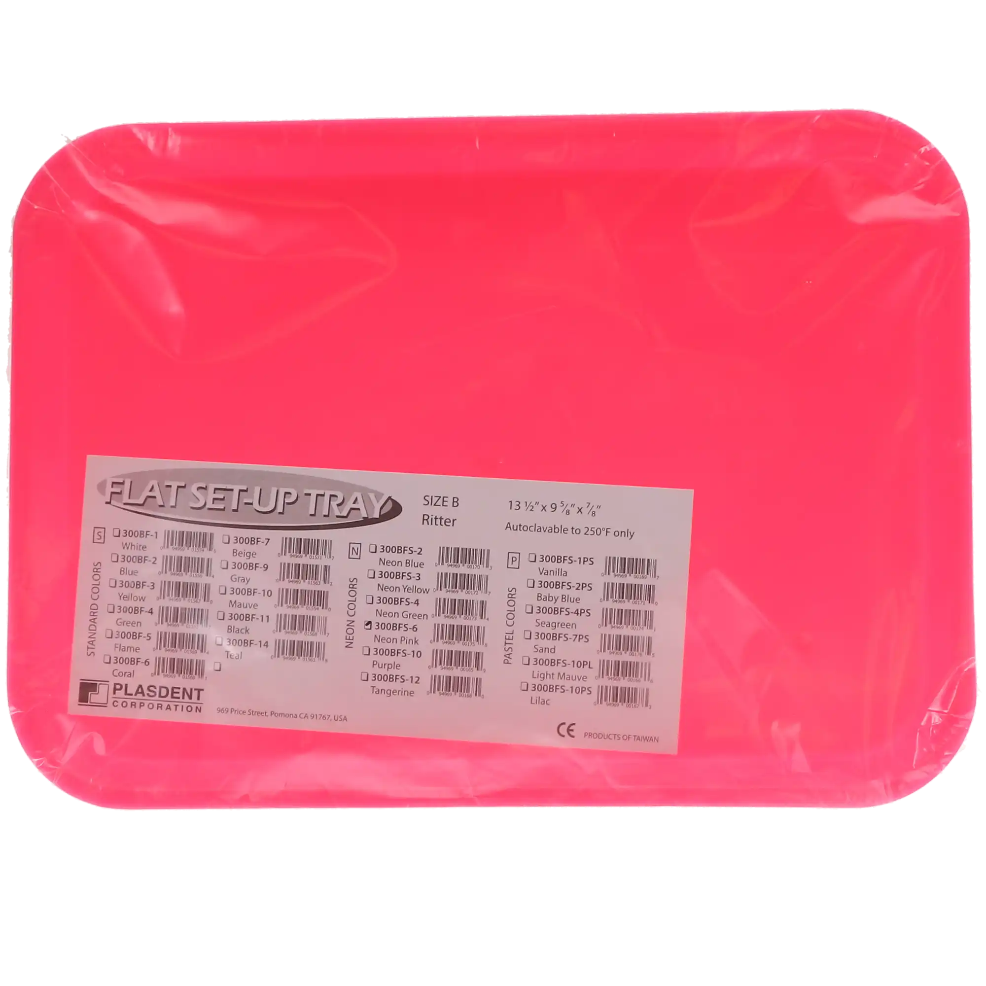 Plasdent Set-Up Plastic Flat Tray, Size B, Neon Pink, 13-1/2" x 9-5/8" x 7/8", 1/Pk, 300BFS-6 thumbnail 4