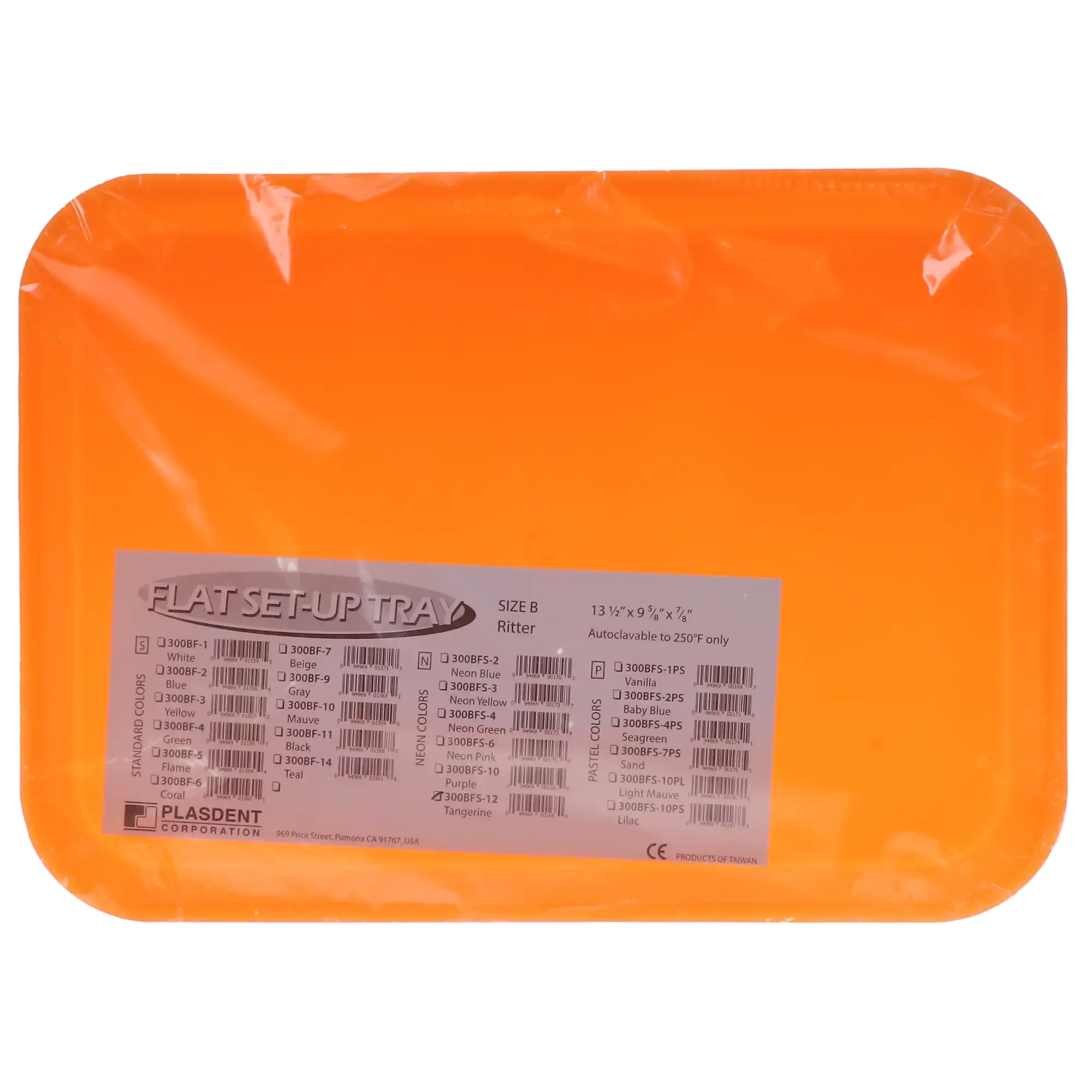 Plasdent Set-Up Plastic Flat Tray, Size B, Neon Tangerine, 13-1/2" x 9-5/8" x 7/8", 1/Pk, 300BFS-12 thumbnail 4