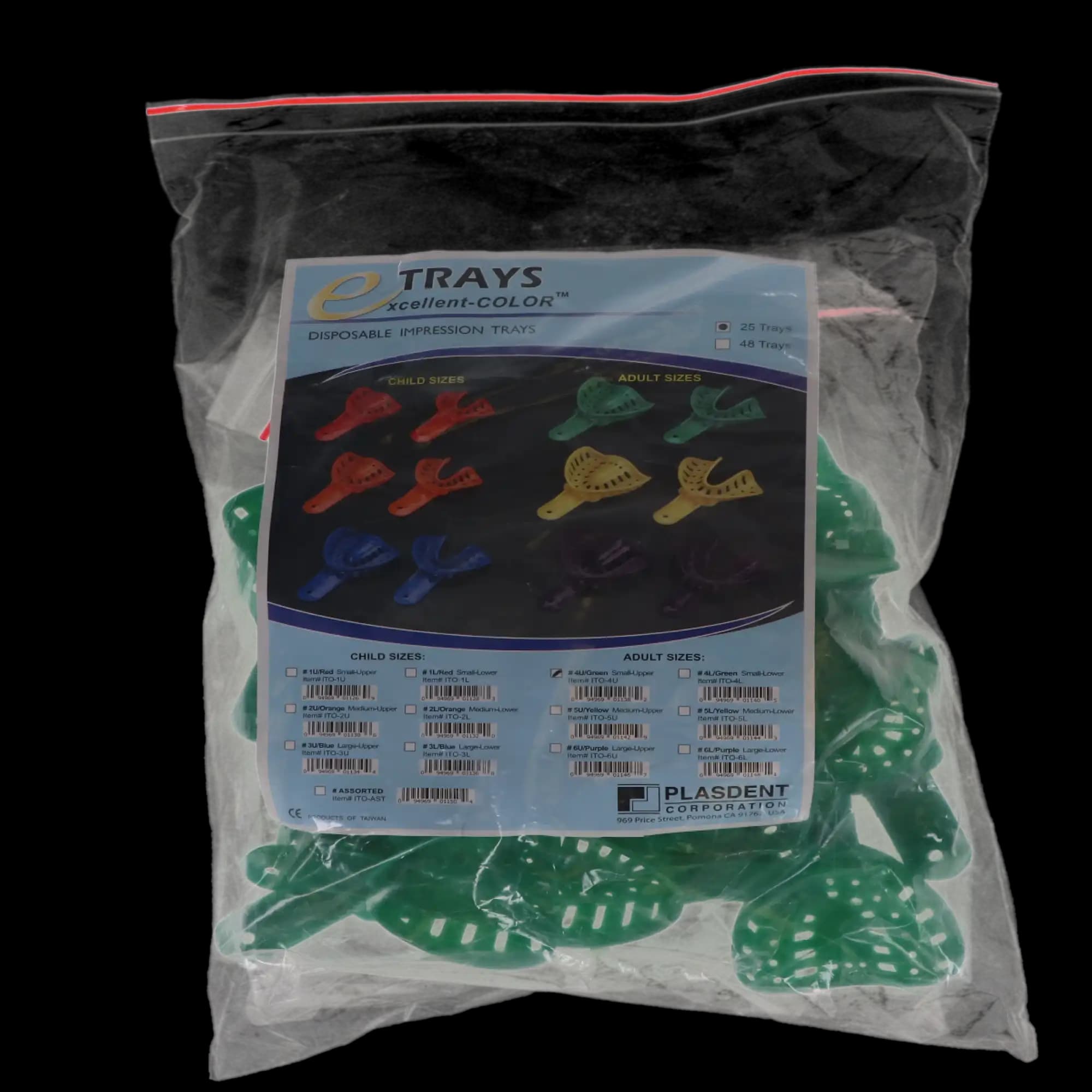Excellent-Colors Ortho Impression Trays, Perforated, Adult Small Upper #4, Green, 25/Pk, ITO-4U thumbnail 5