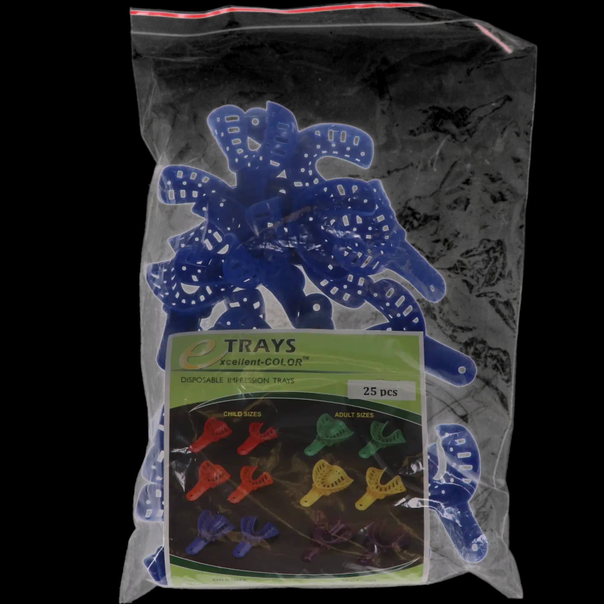 Excellent-Colors Ortho Impression Trays, Child, Lower #3, Large, Blue, Perforated, Disposable, 25/Pk, ITO-3L thumbnail 5