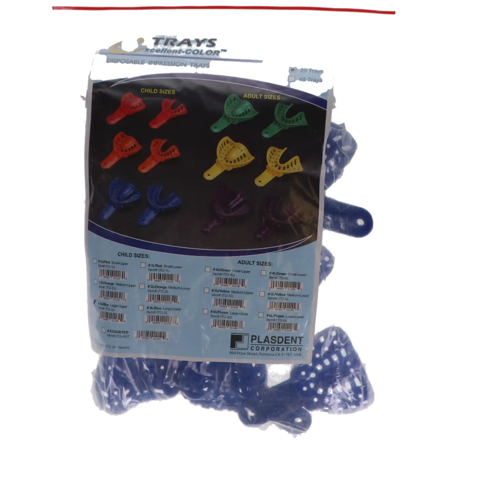 Excellent-Colors Disposable Ortho Impression Trays, Child, Upper #3, Large, Blue, Perforated, 25/Pk, ITO-3U thumbnail 5