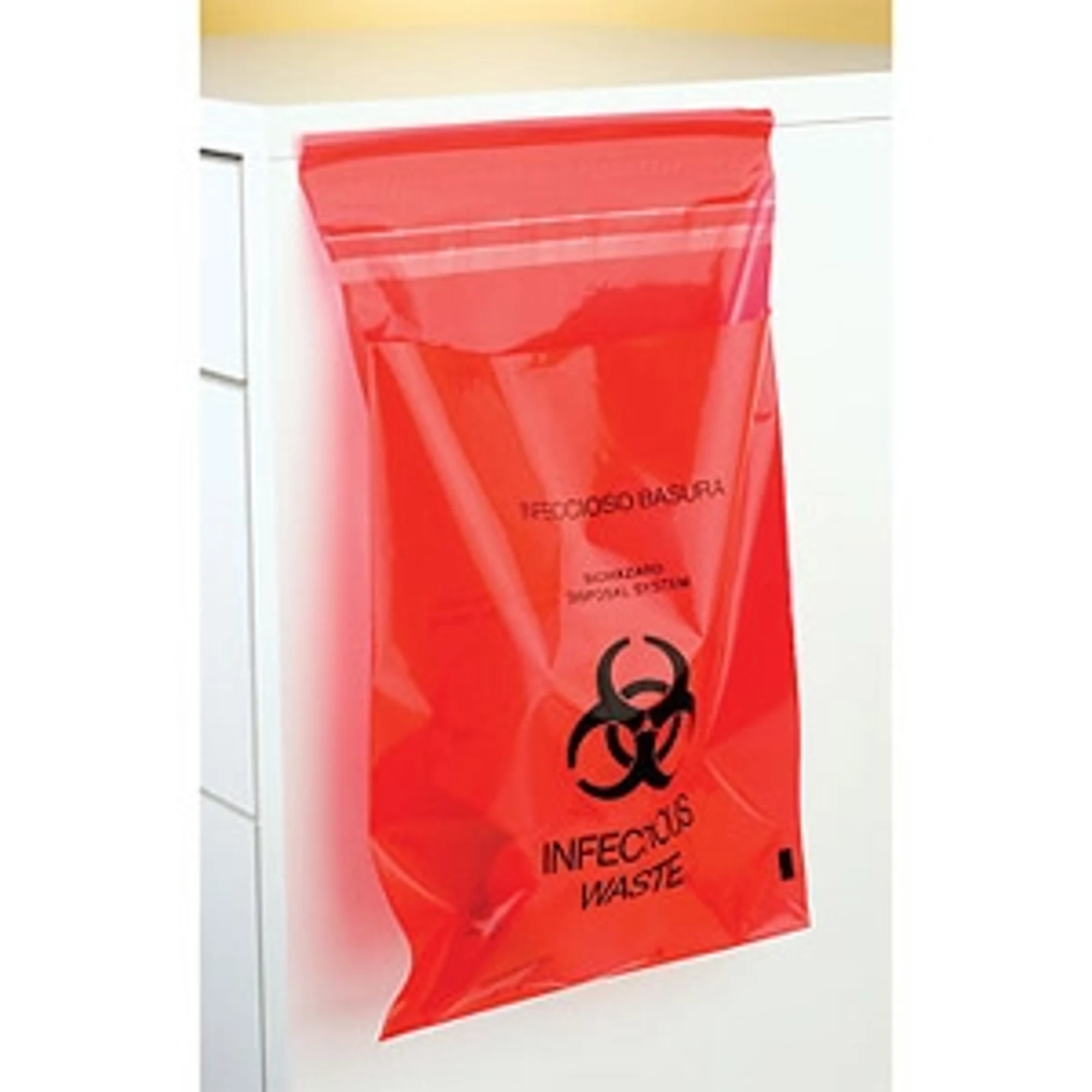 Plasdent Stick-On Red Bio Hazard Waste Bags, 9" x 10", 200/Box, PS-850 thumbnail 2