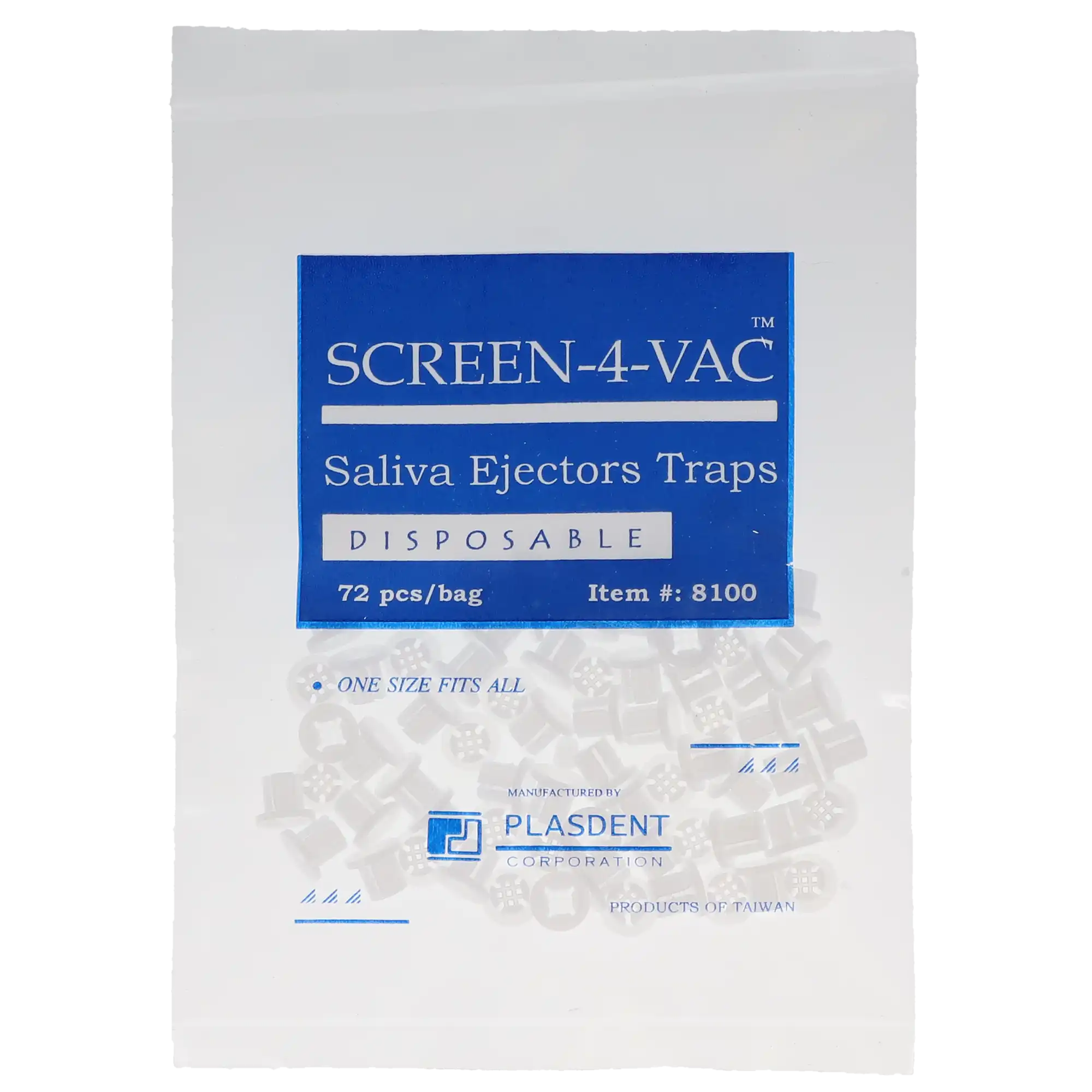 Plasdent Screen-4-Vac Saliva Ejector Traps, Clear, Disposable, 72/Bag, 8100 thumbnail 5
