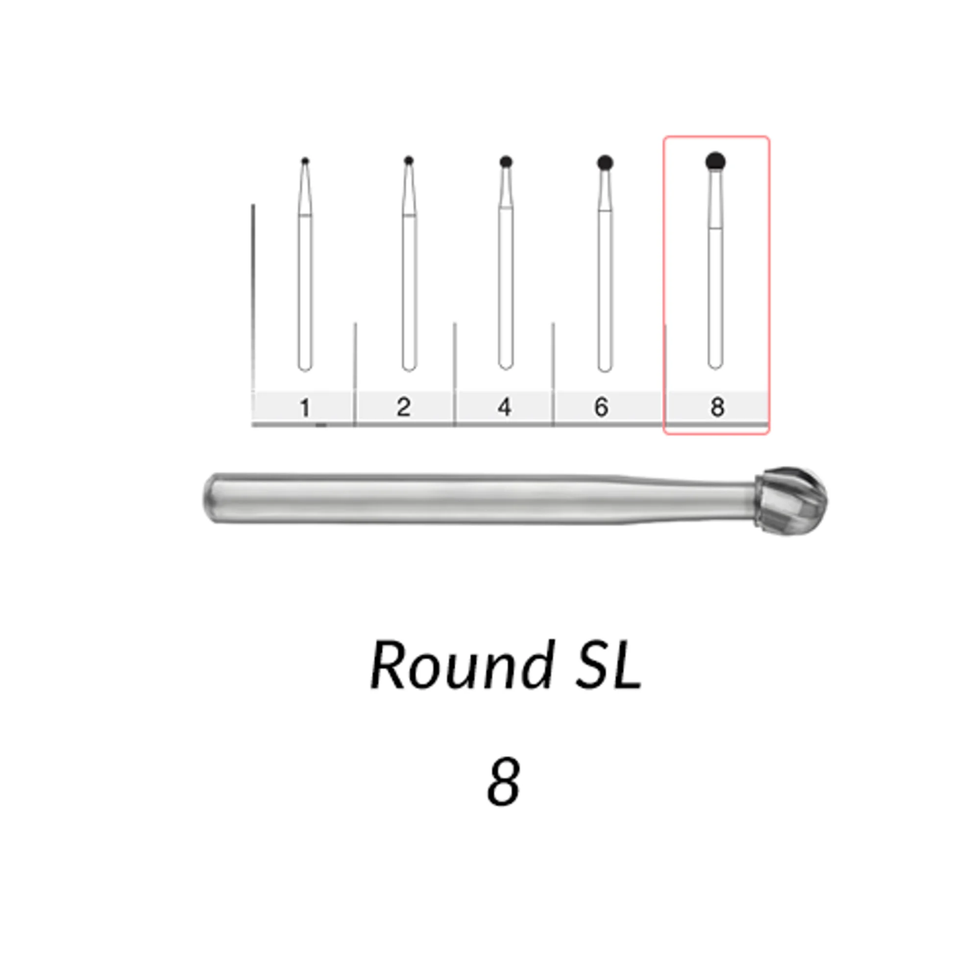 SS White Standard Operative Carbide Burs, FG, Round, #8, 50/Pk - Standard Operative Carbide Burs, FG, Round, # 8, 50/Pk - Image 1