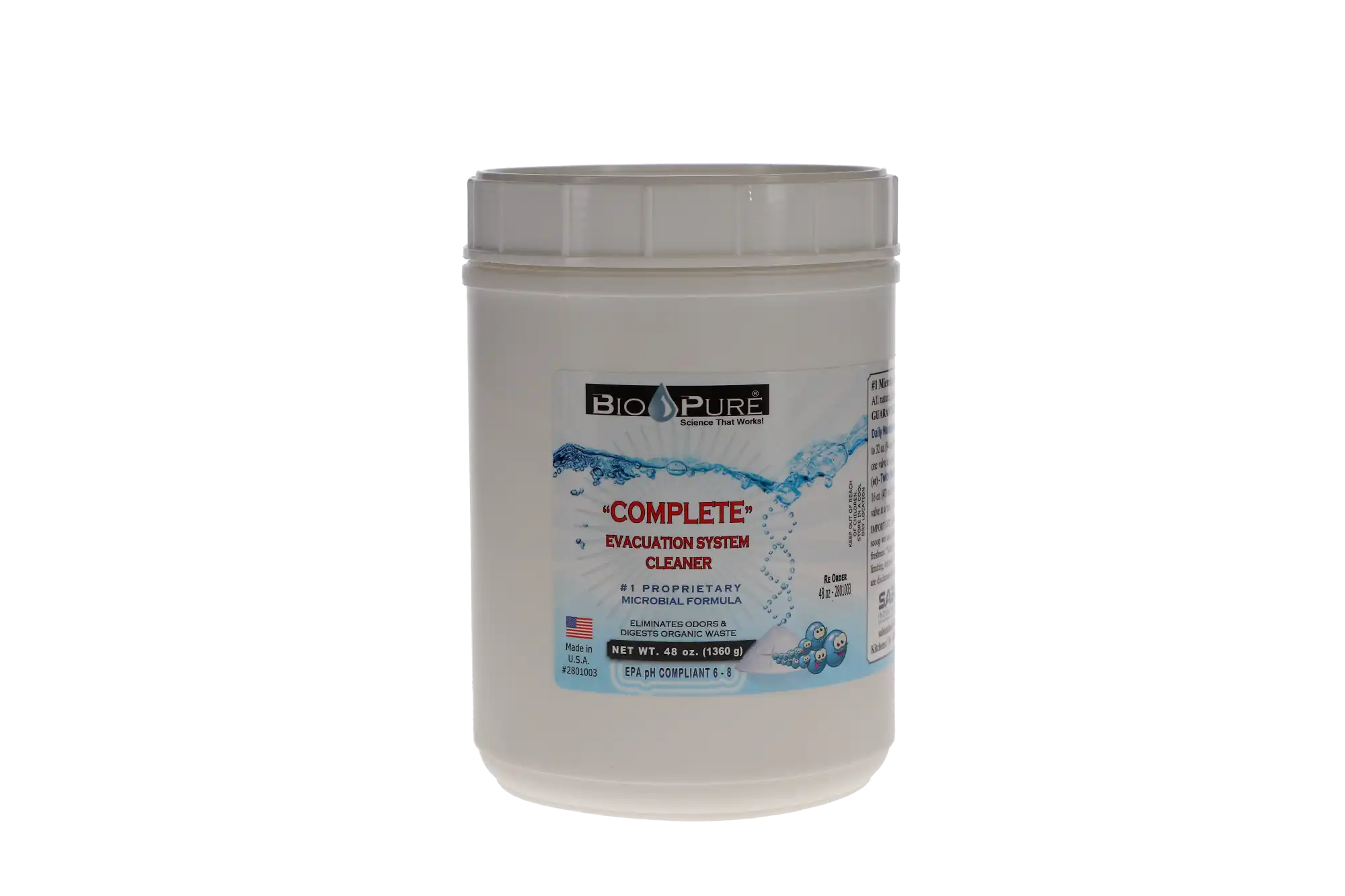 Bio-Pure eVac System Maintenance Cleaner, Powder, 48 oz Jar, 1/Pk, 2801003 thumbnail 7