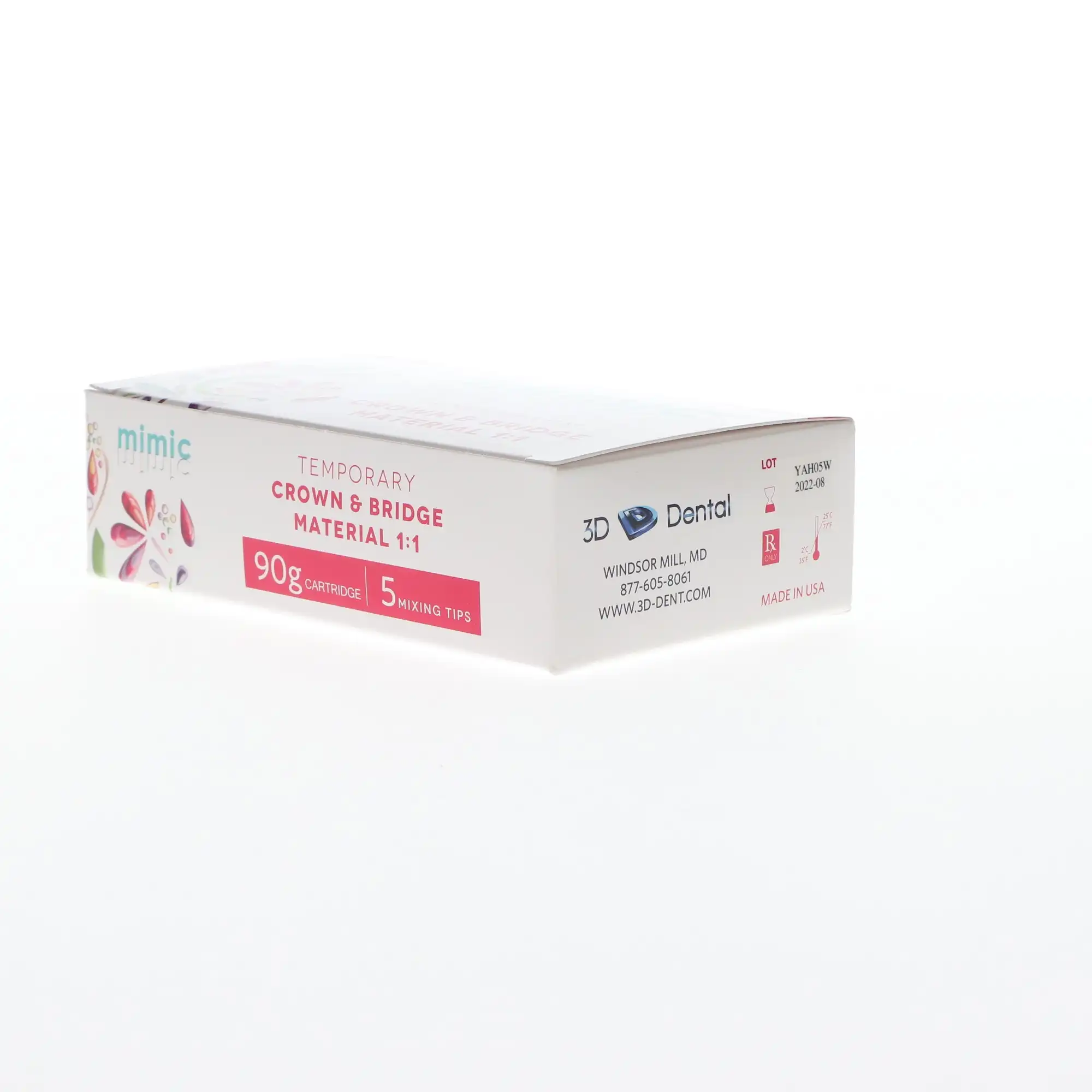 3D Dental Temporary Crown & Bridge Material 1:1, Bis-Acrylic, Shade A3, 90 g Cartridge, 1/Pk, TCB-A31-1, TCB-1:1-A3 thumbnail 3