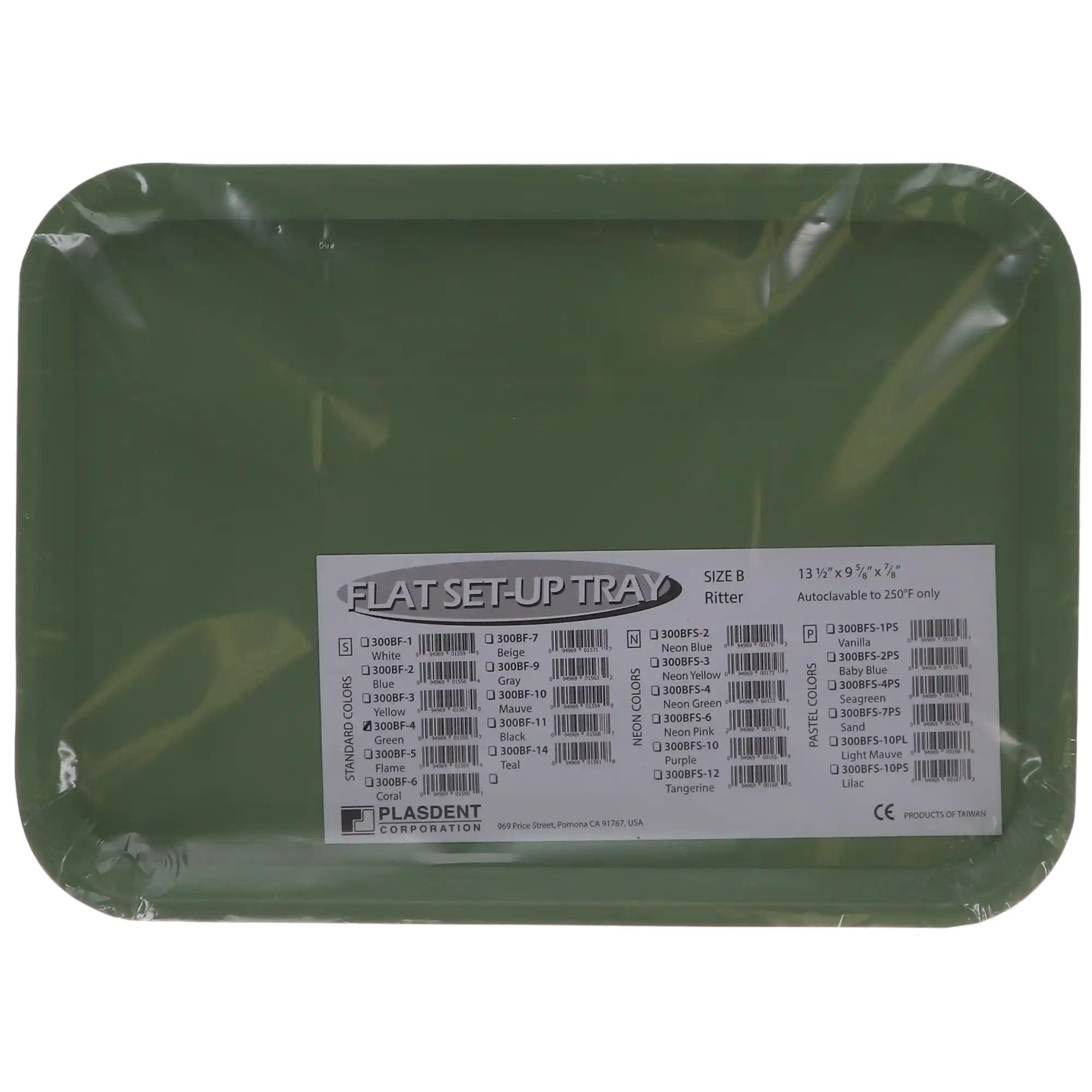 Plasdent Set-Up Flat Tray, Size B (Ritter), Green, 13-1/2" x 9-5/8" x 7/8", 1/Pk, 300BF-4 thumbnail 3