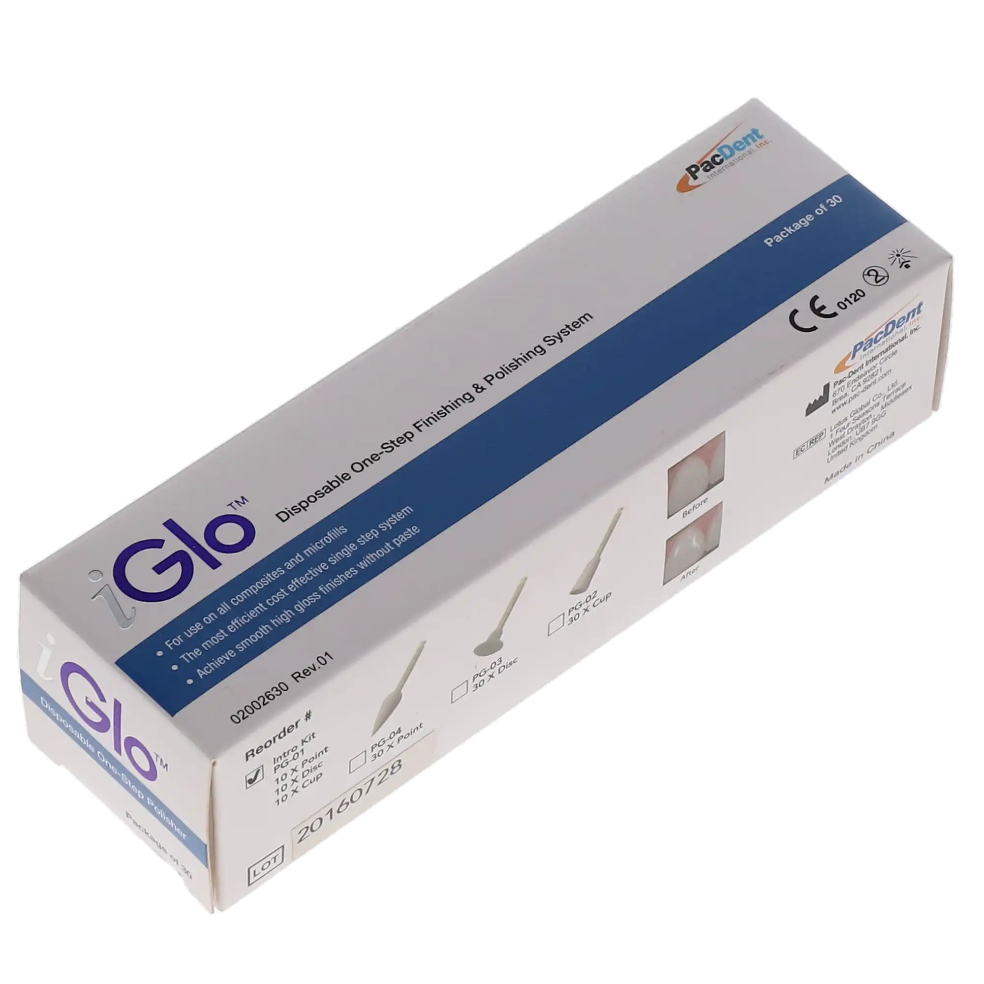 iGlo Disposable One-Step Silicon Finishing & Polishing Combo Kit, Assorted (10 Cups, 10 Discs, 10 Points), 30/Pk, PG-01 thumbnail 5