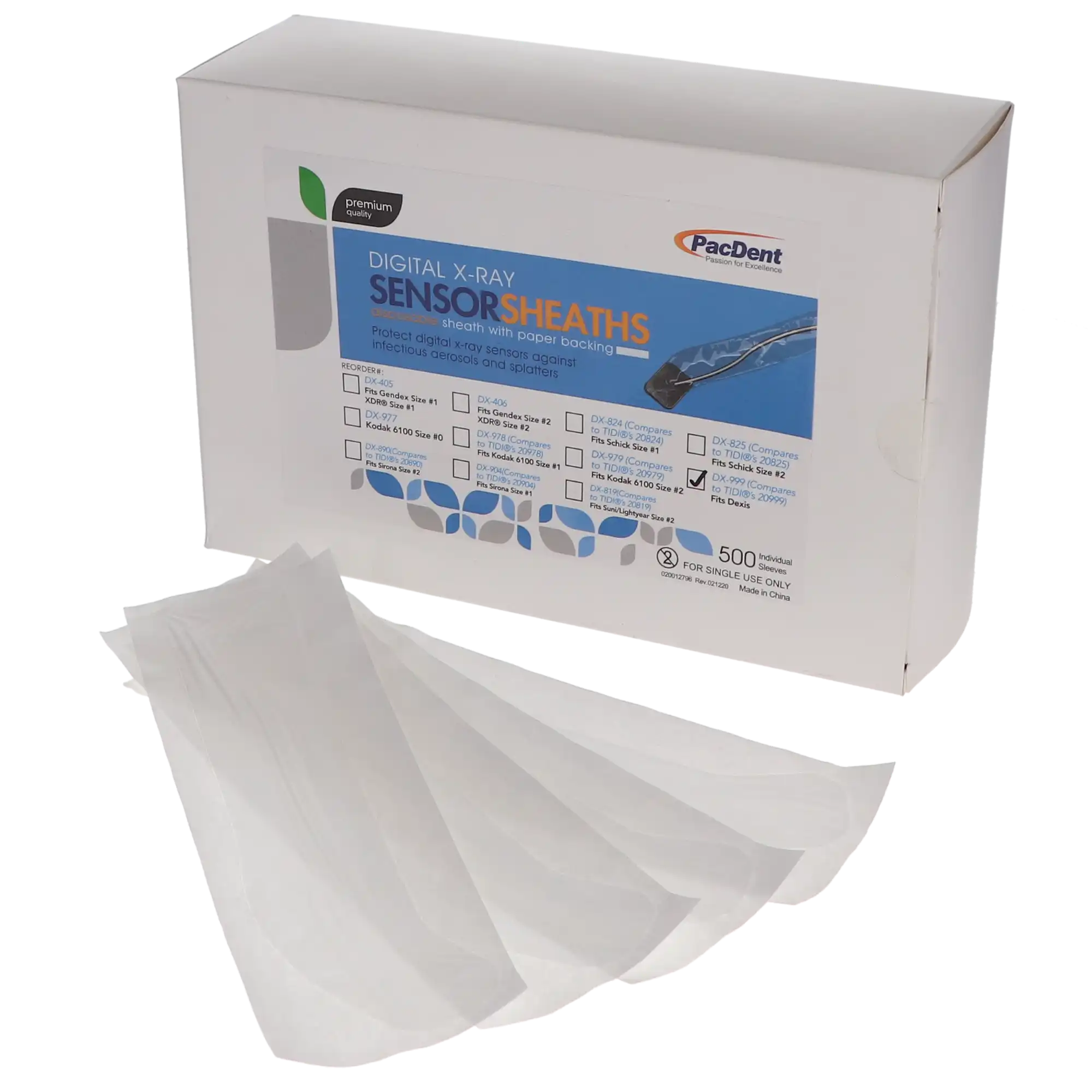 Pac-Dent Armor Digital X-Ray Sensor Barrier Sleeves, Paper-Backed, for Dexis, 500/Box, DX-999 thumbnail 3