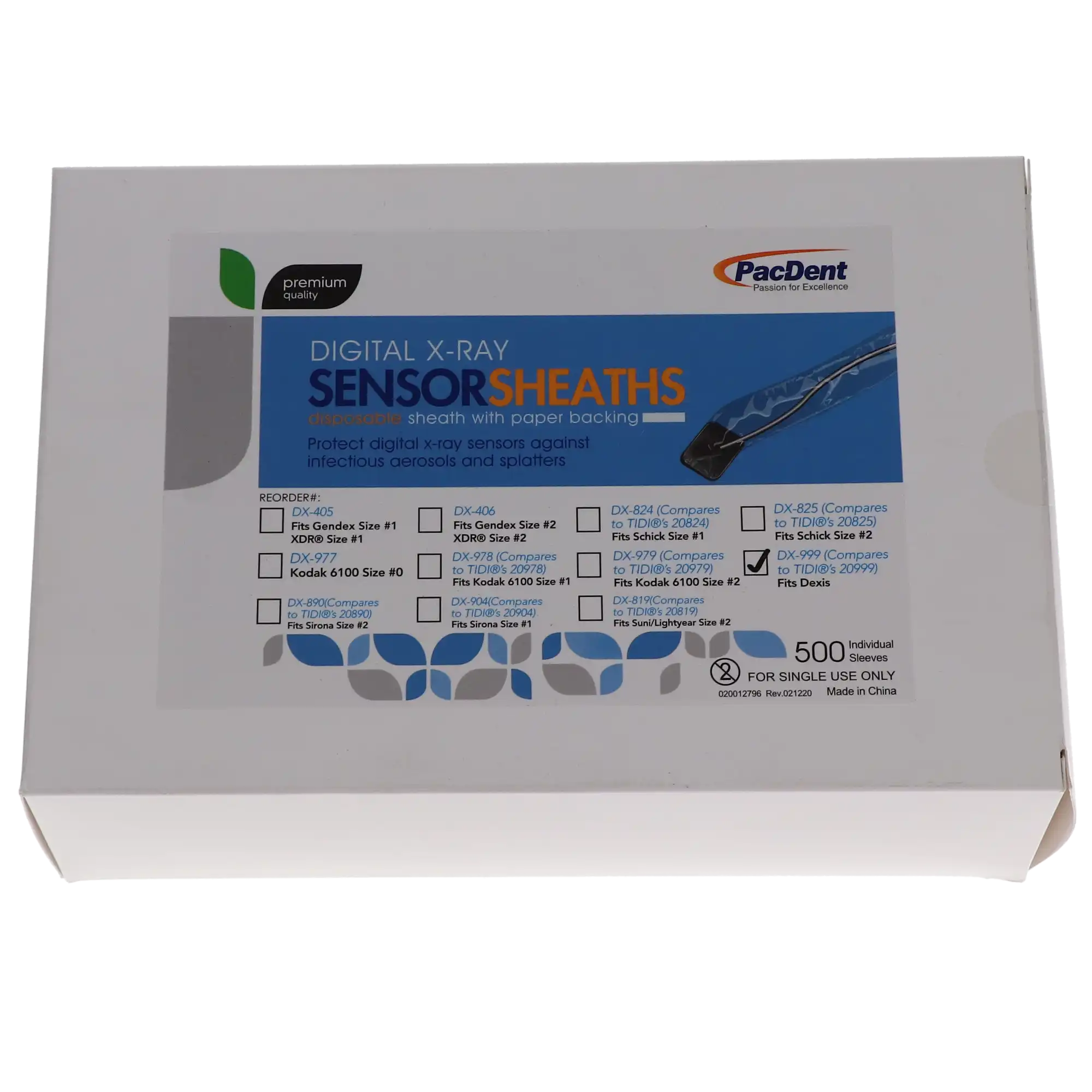 Pac-Dent Armor Digital X-Ray Sensor Barrier Sleeves, Paper-Backed, for Dexis, 500/Box, DX-999 thumbnail 4