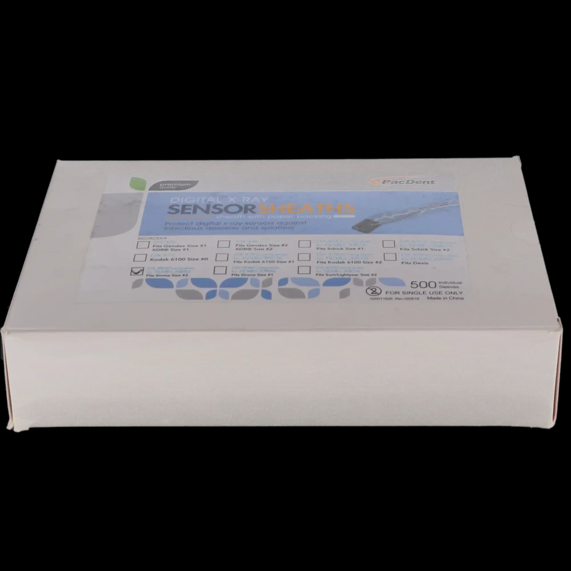 Pac-Dent Armor Digital X-Ray Sensor Barrier Sleeves, Paper-Backed, Fits Sirona Size #2, 500/Box, DX-890 thumbnail 4