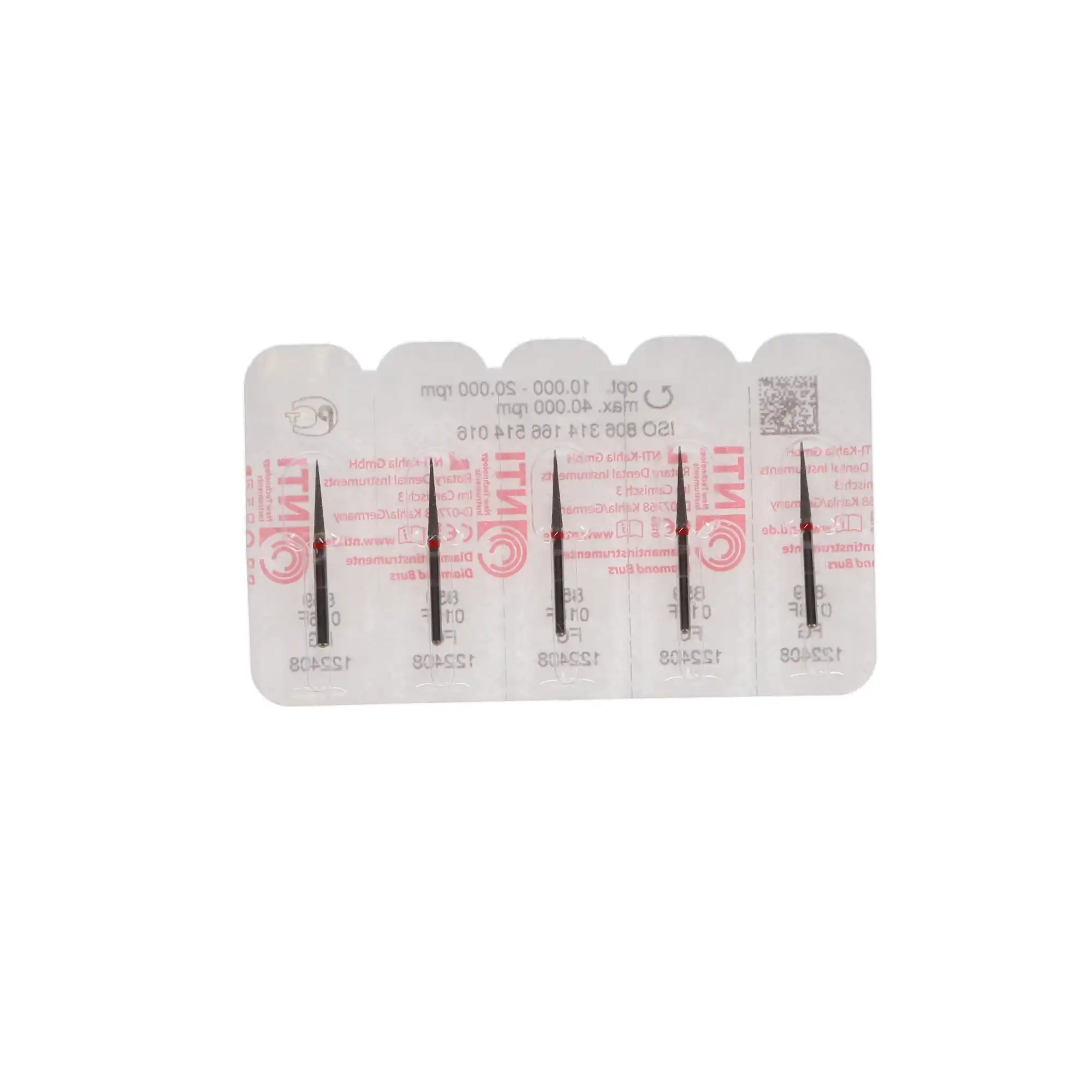 NTI Diamond Bur, FG, Needle, #F859-016, 1.6 mm, Fine Grit, Red Ring, 5/Pk thumbnail 5