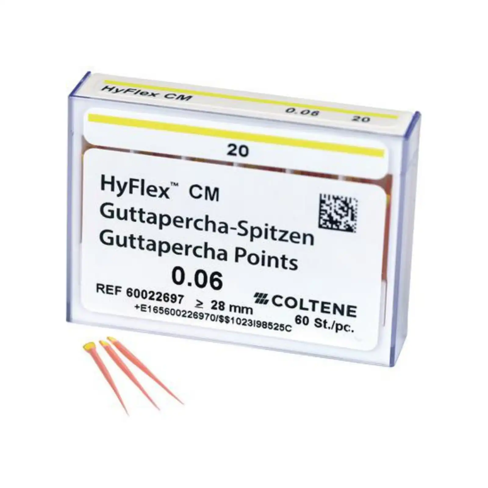 HyFlex CM Gutta Percha Points, .06 Taper, ISO #20, Yellow, 60/Pk, 60022697 thumbnail 2