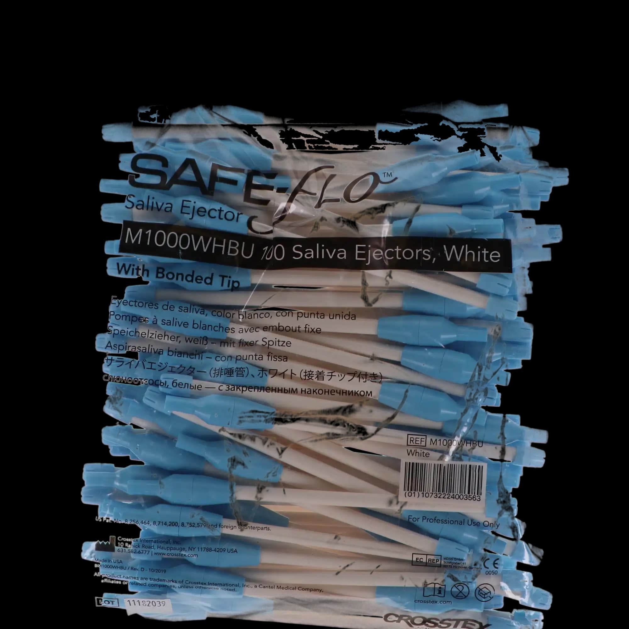 Crosstex Safe-Flo Saliva Ejector, White Tube with Blue Tip, One-Way Valve, Latex-Free, 100/Bag, M1000WHBU thumbnail 5