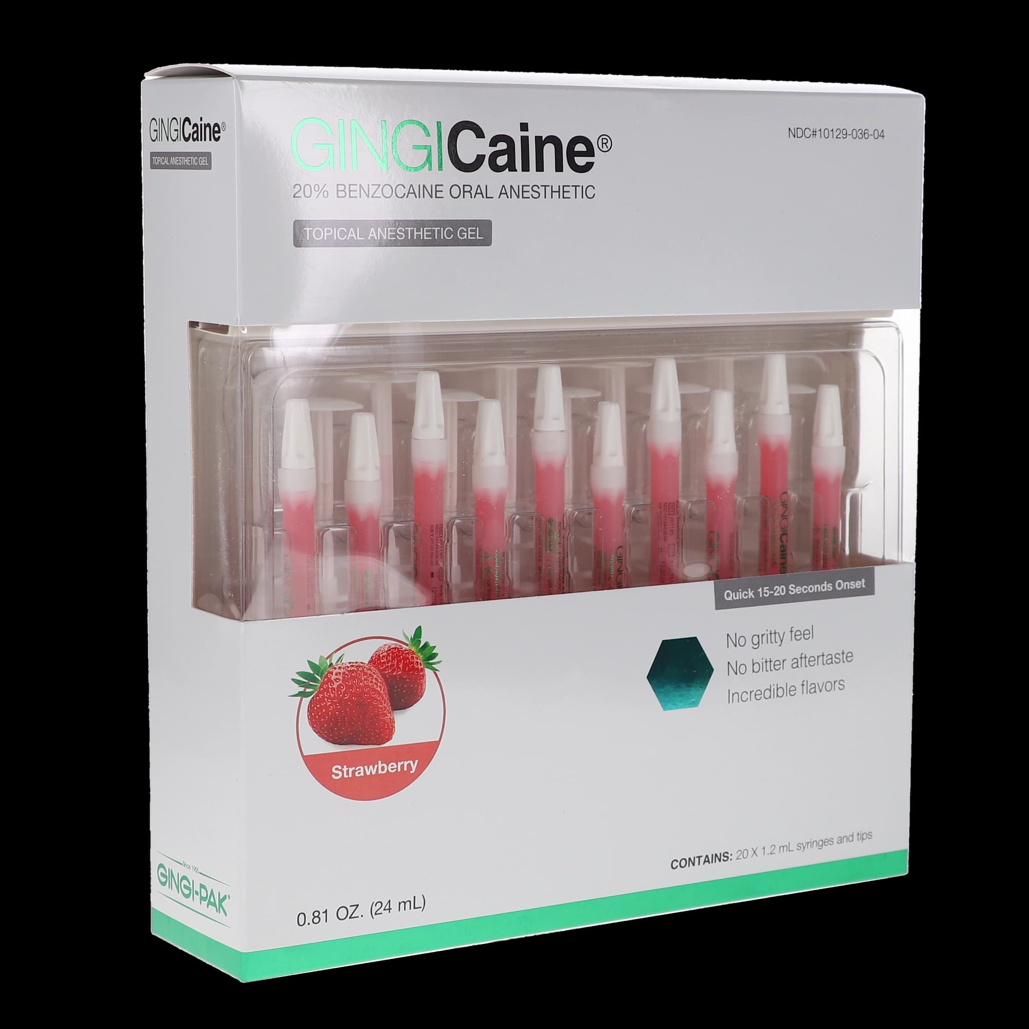 Gingicaine Topical Anesthetic Syringe Kit, 1.2 mL, Strawberry, 20 Syringes with 40 Micro Dispensing Tips thumbnail 5