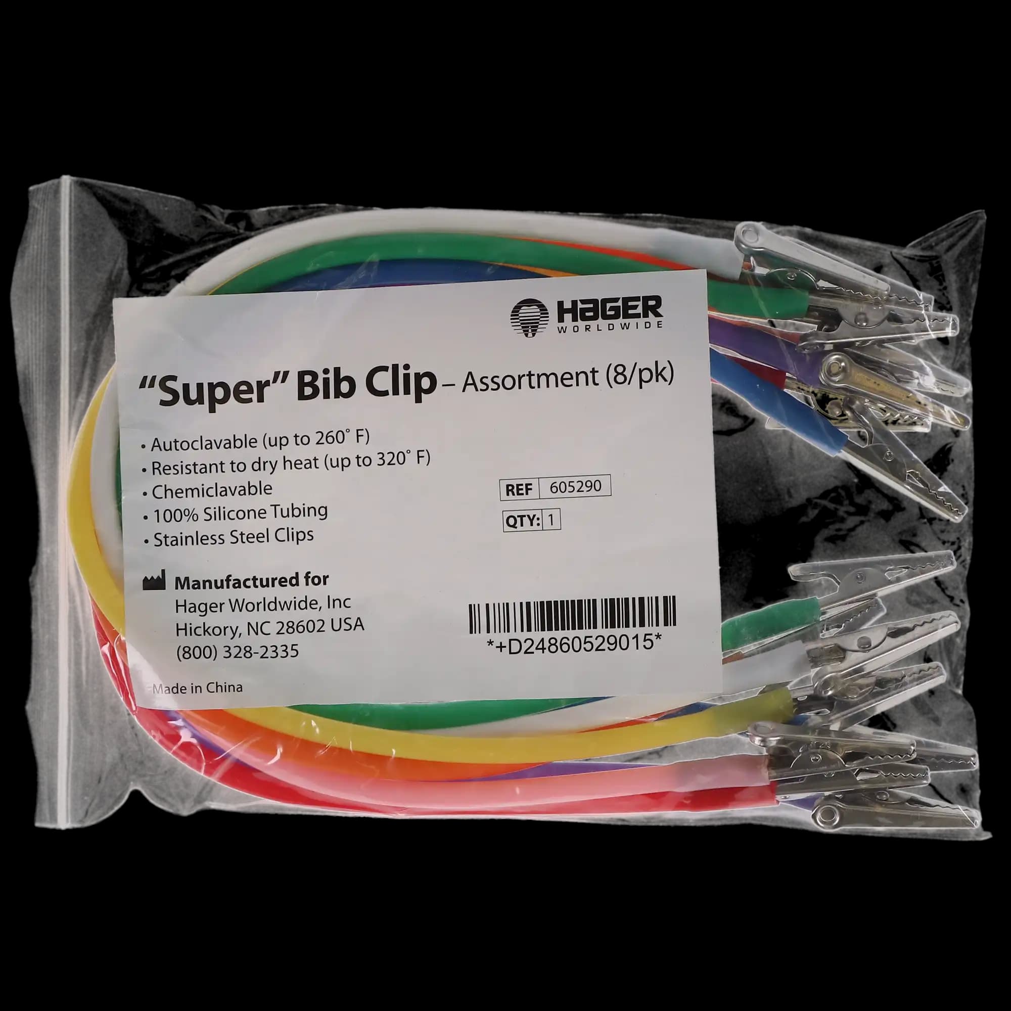 Hager Worldwide Super Bib Clips, Assorted Colors, 8/Pk, 605290 thumbnail 6