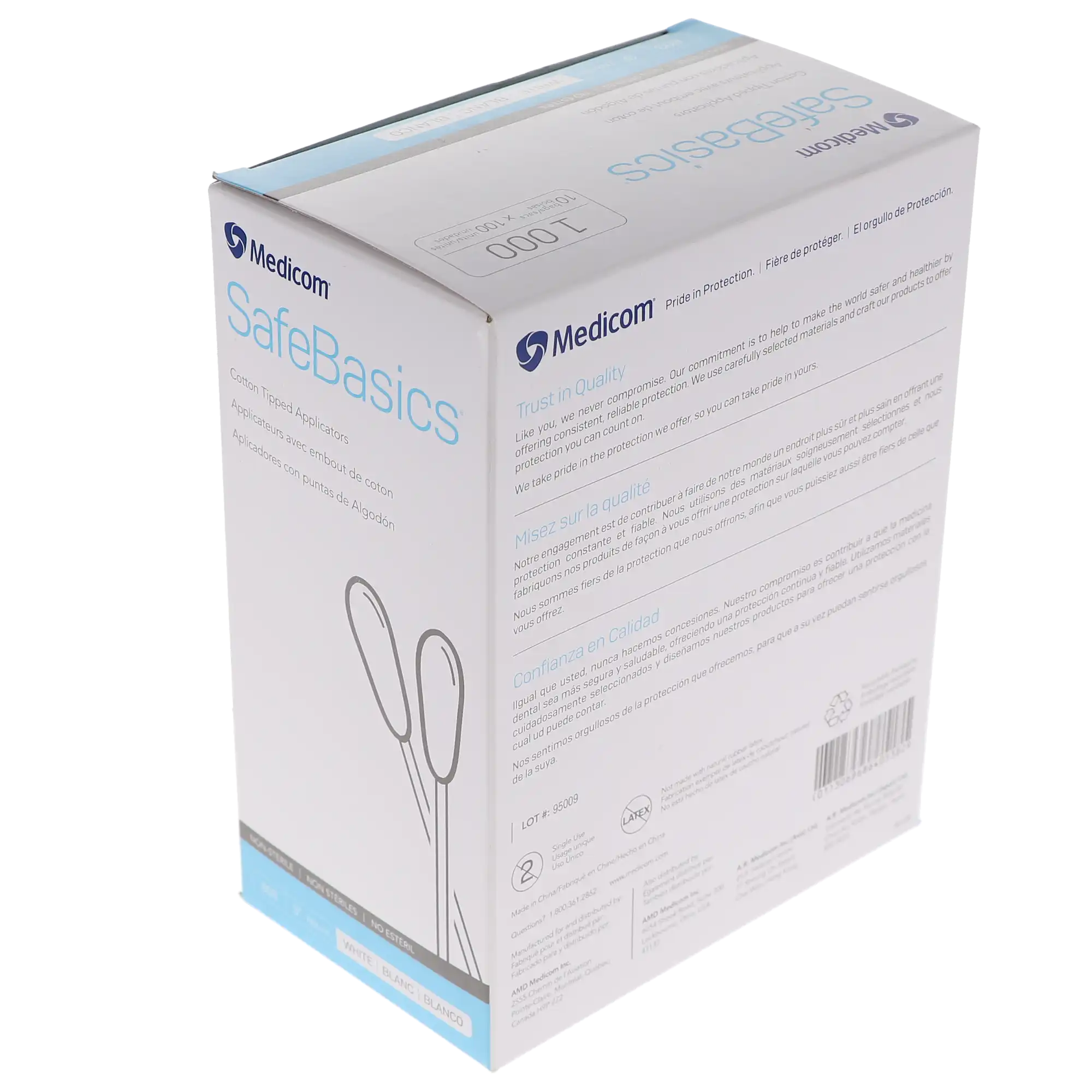 SafeBasics Cotton Tipped Applicators, 3" Wood Shaft, Non-Sterile, 1000/Box, 803 thumbnail 4