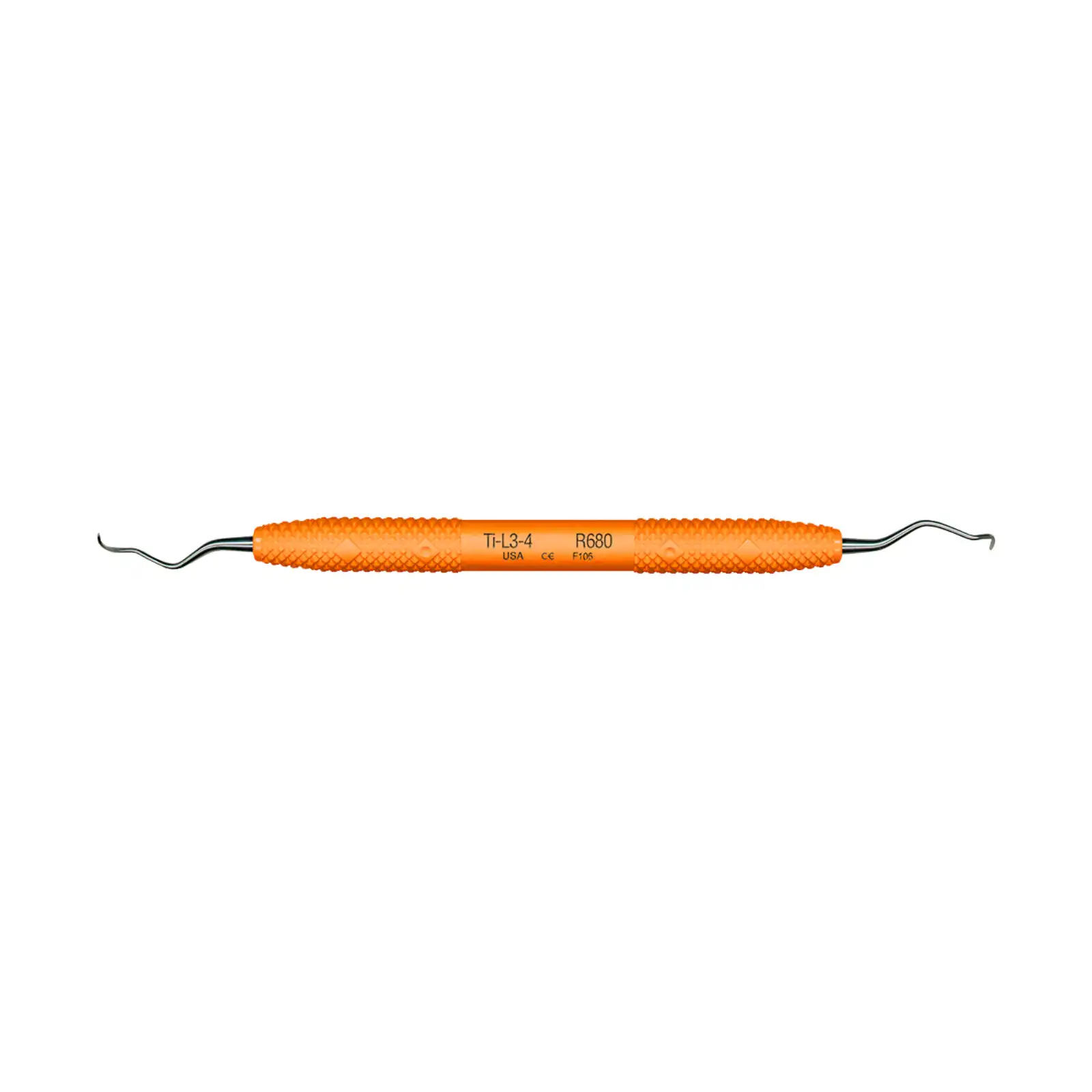 PDT Wingrove L3-4 Titanium Implant Scaler, Double-Ended, Langer 3/4, Orange Resin Handle, R680 thumbnail 2