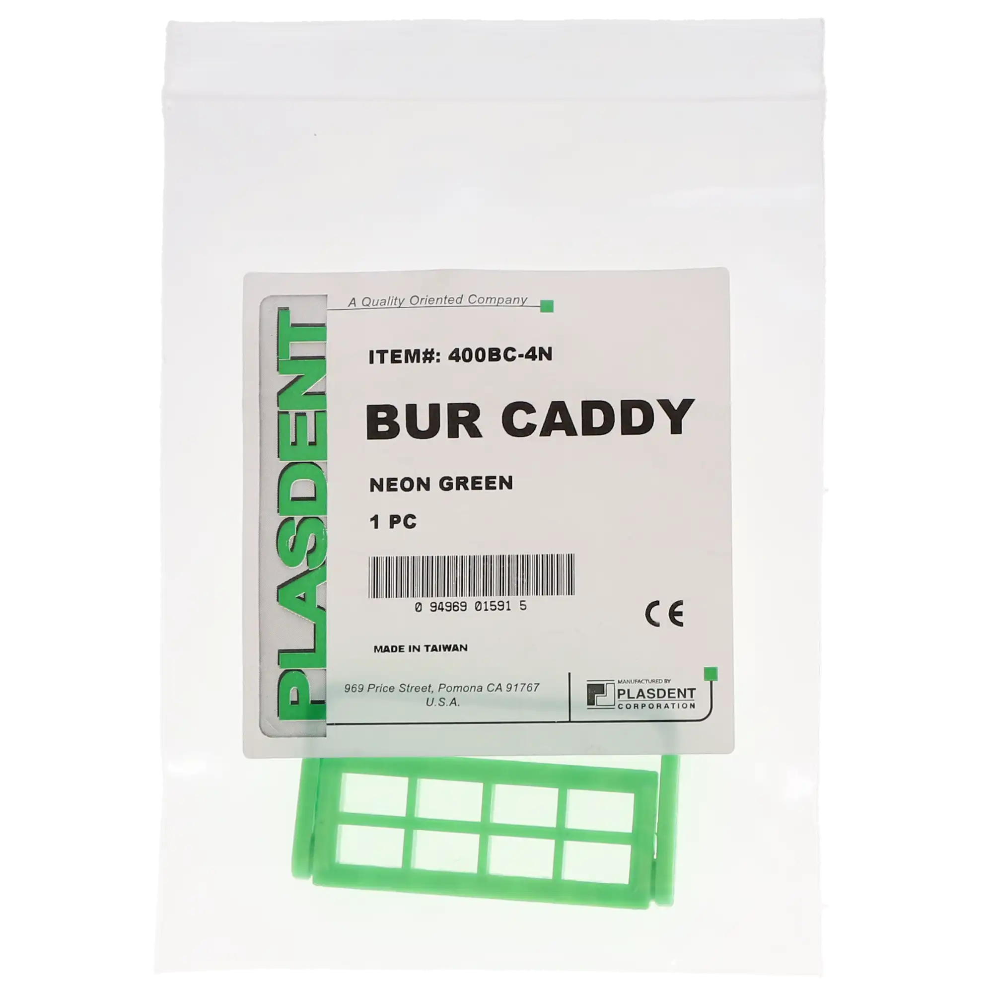 Plasdent Bur Caddy, Reversible FG/RA, 12-Hole, Autoclavable, Neon Green, 1/Pk, 400BC-4N thumbnail 4