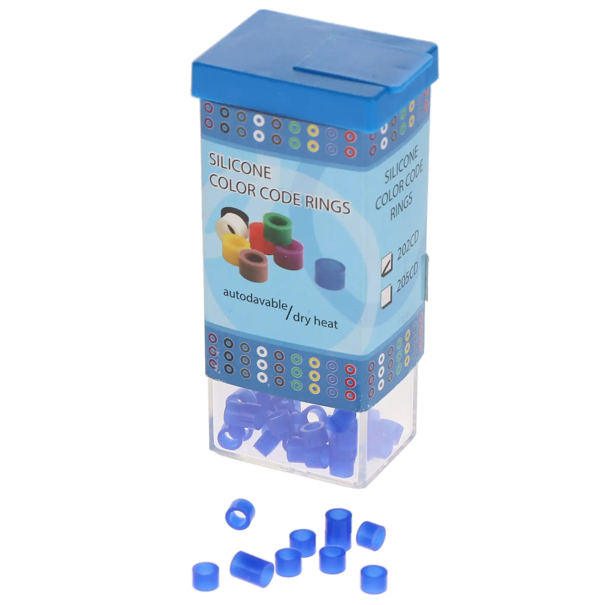 Plasdent Silicone Instrument Color Code Rings, Standard, Blue, 60/Box, 202CD-2X thumbnail 2