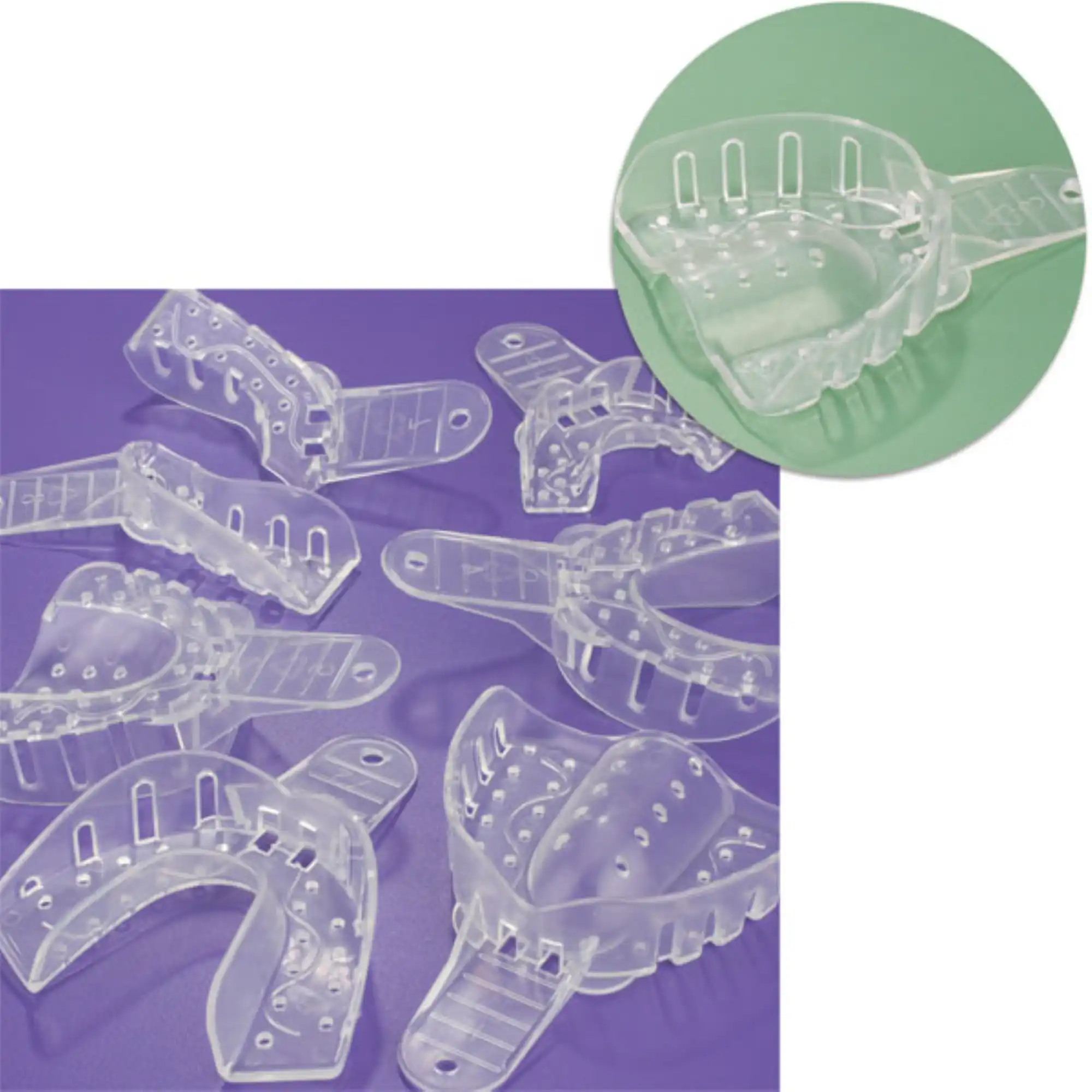 Excellent Crystal Impression Trays, Perforated, #3 Medium Upper Arch, Clear, 12/Pk, ITC-MU thumbnail 2