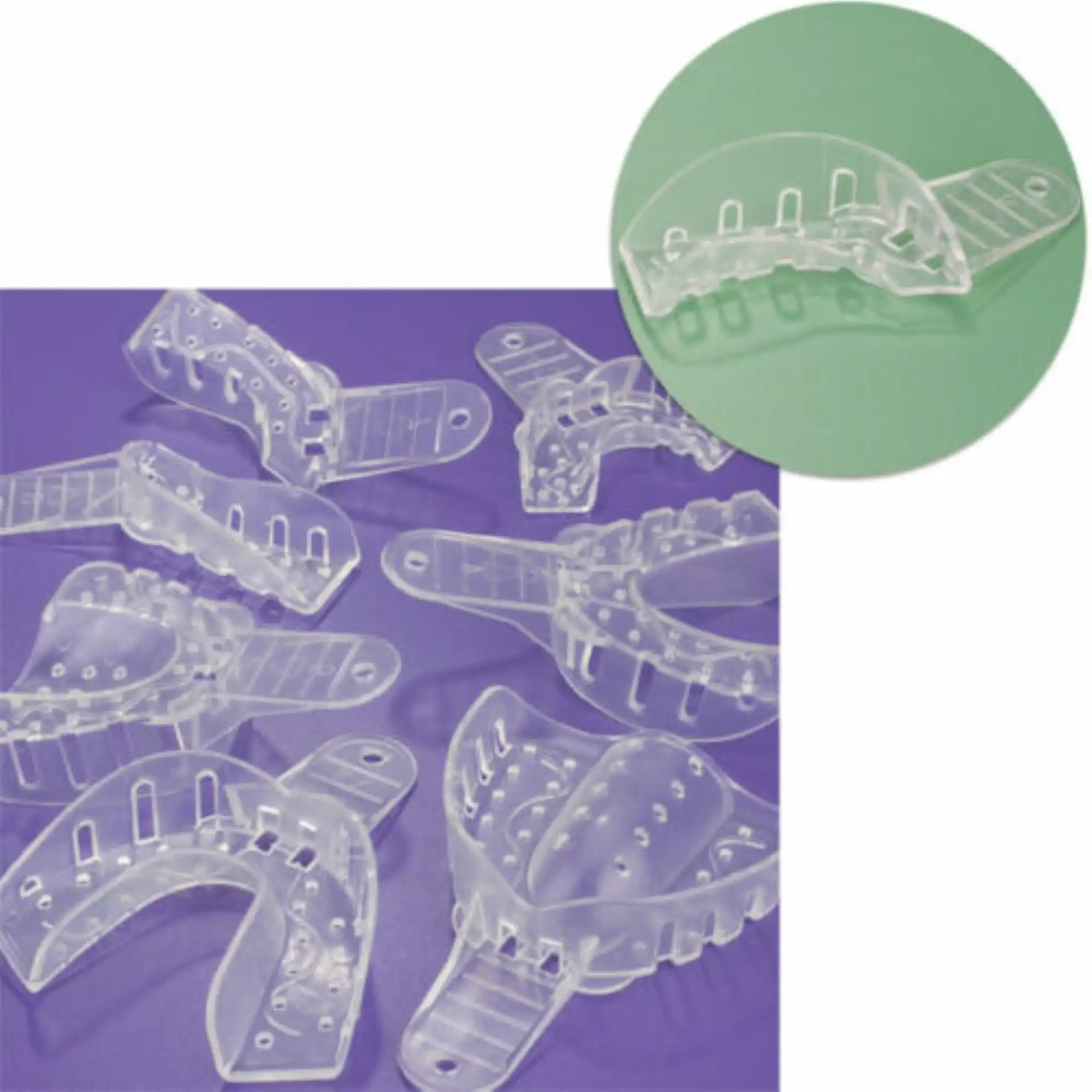 Excellent Crystal Impression Trays, Perforated, #8 Upper Left/Lower Right, Clear, 12/Pk, ITC-ULLR thumbnail 2