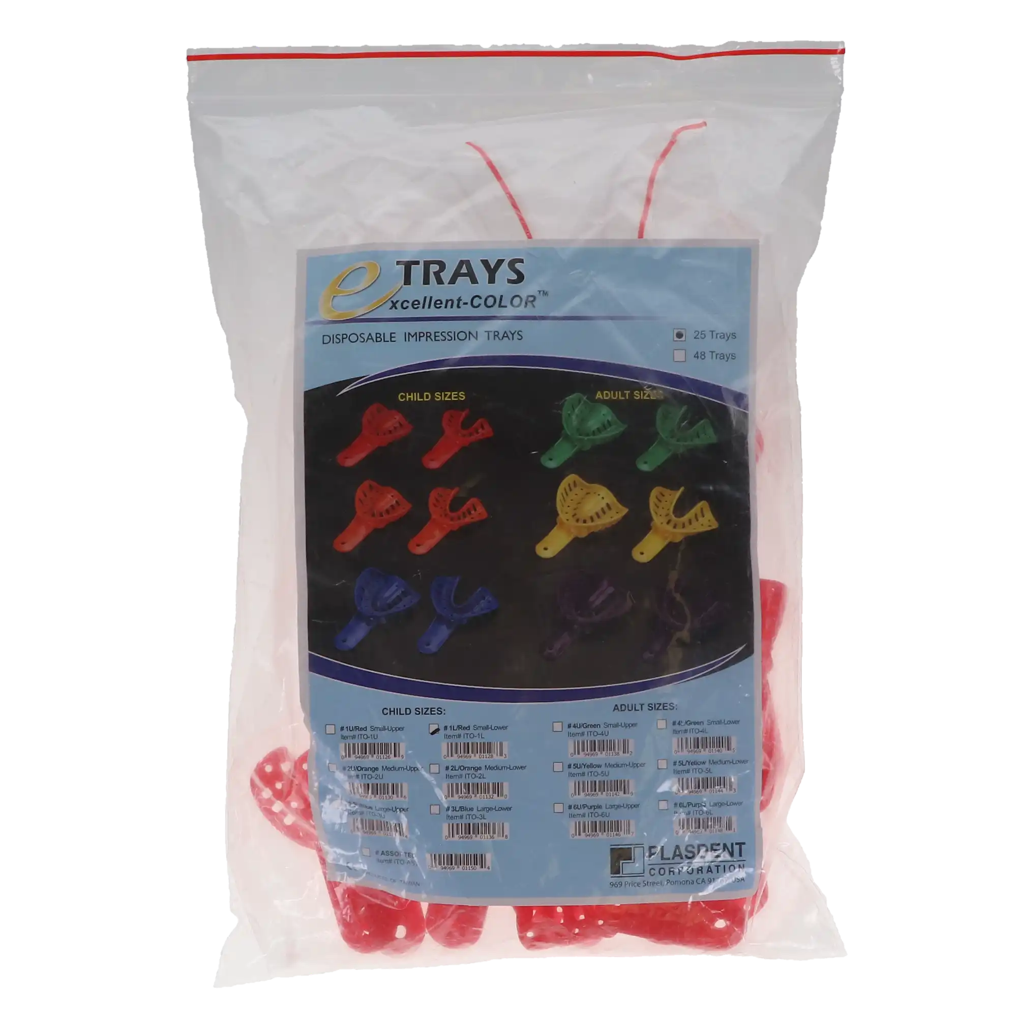 Excellent-Colors Ortho Impression Trays, Perforated, #1 Small Lower, Child, Red, 25/Pk, ITO-1L thumbnail 5