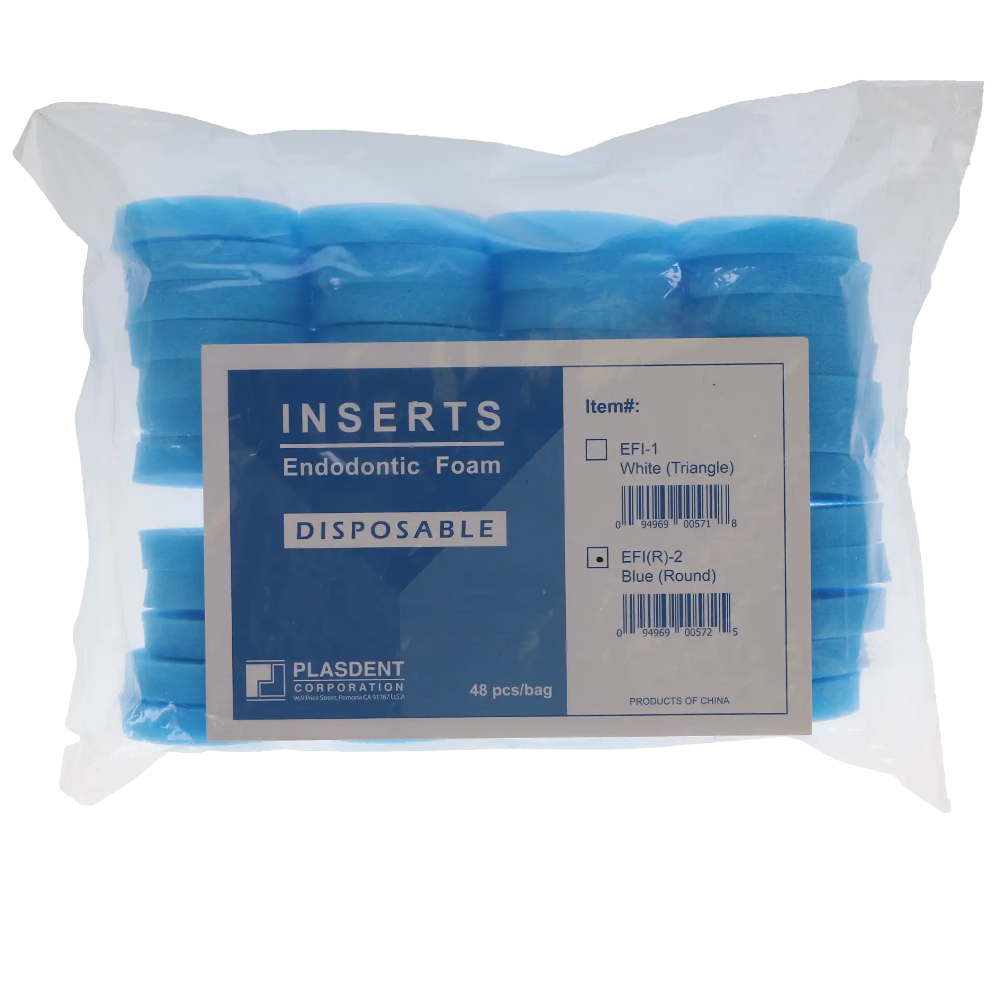 Plasdent Endo Foam Inserts, Round, Blue, 48/Pack thumbnail 4