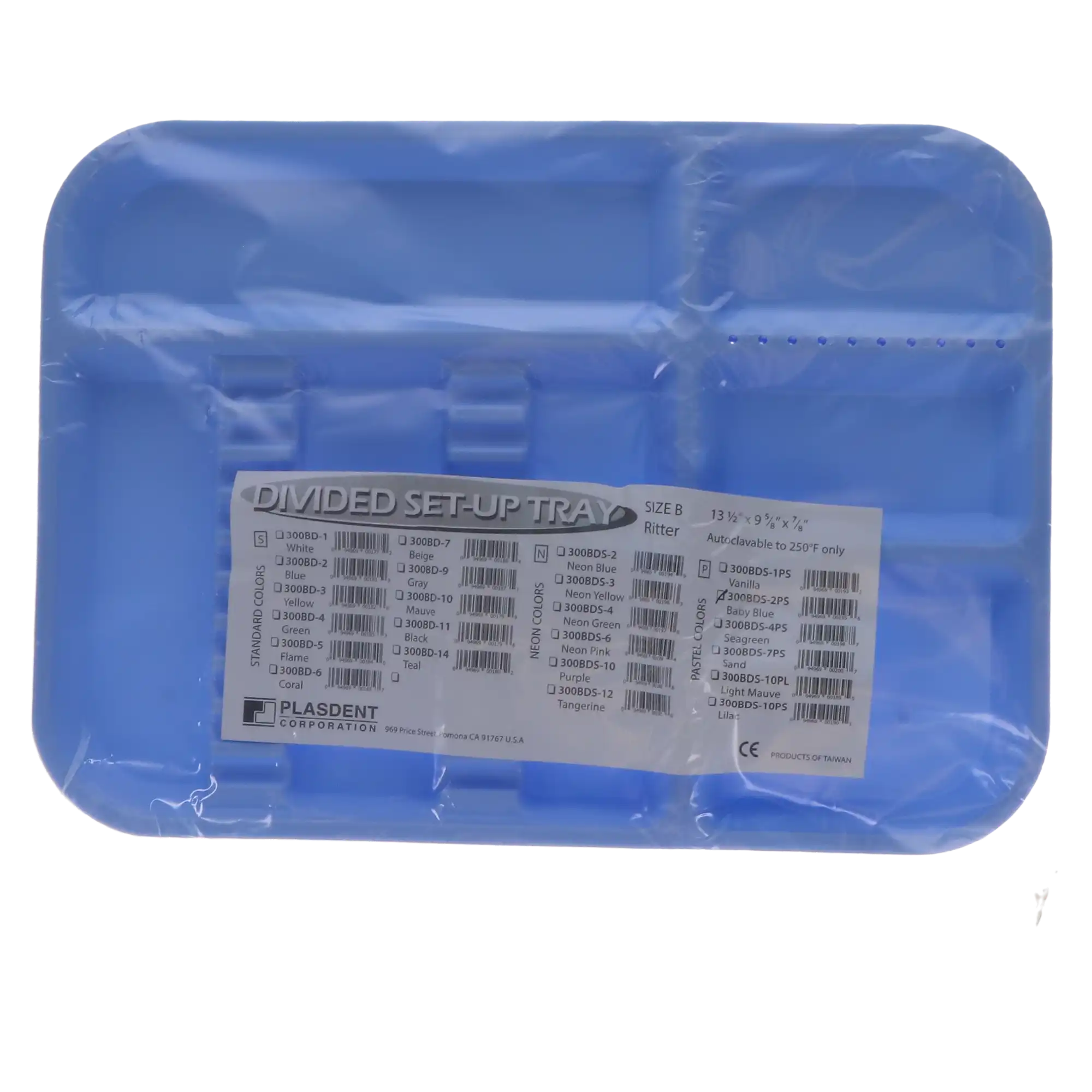 Plasdent Divided Set-Up Tray, Size B (Ritter), 13-1/2" x 9-5/8" x 7/8", Baby Blue, 1/Pk, 300BDS-2PS thumbnail 3