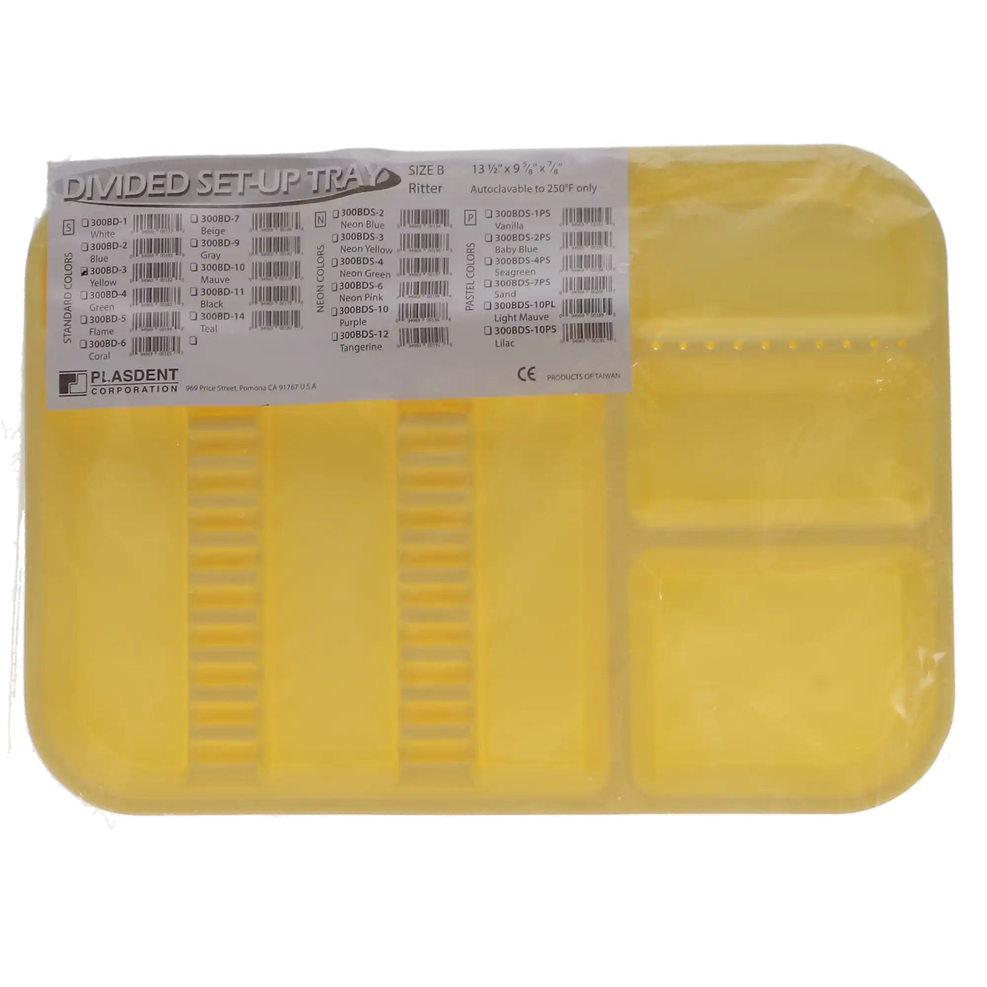 Plasdent Divided Set-Up Tray, Size B (Ritter), Yellow, 13-1/2" x 9-5/8" x 7/8", 1/Pk, 300BD-3 thumbnail 3