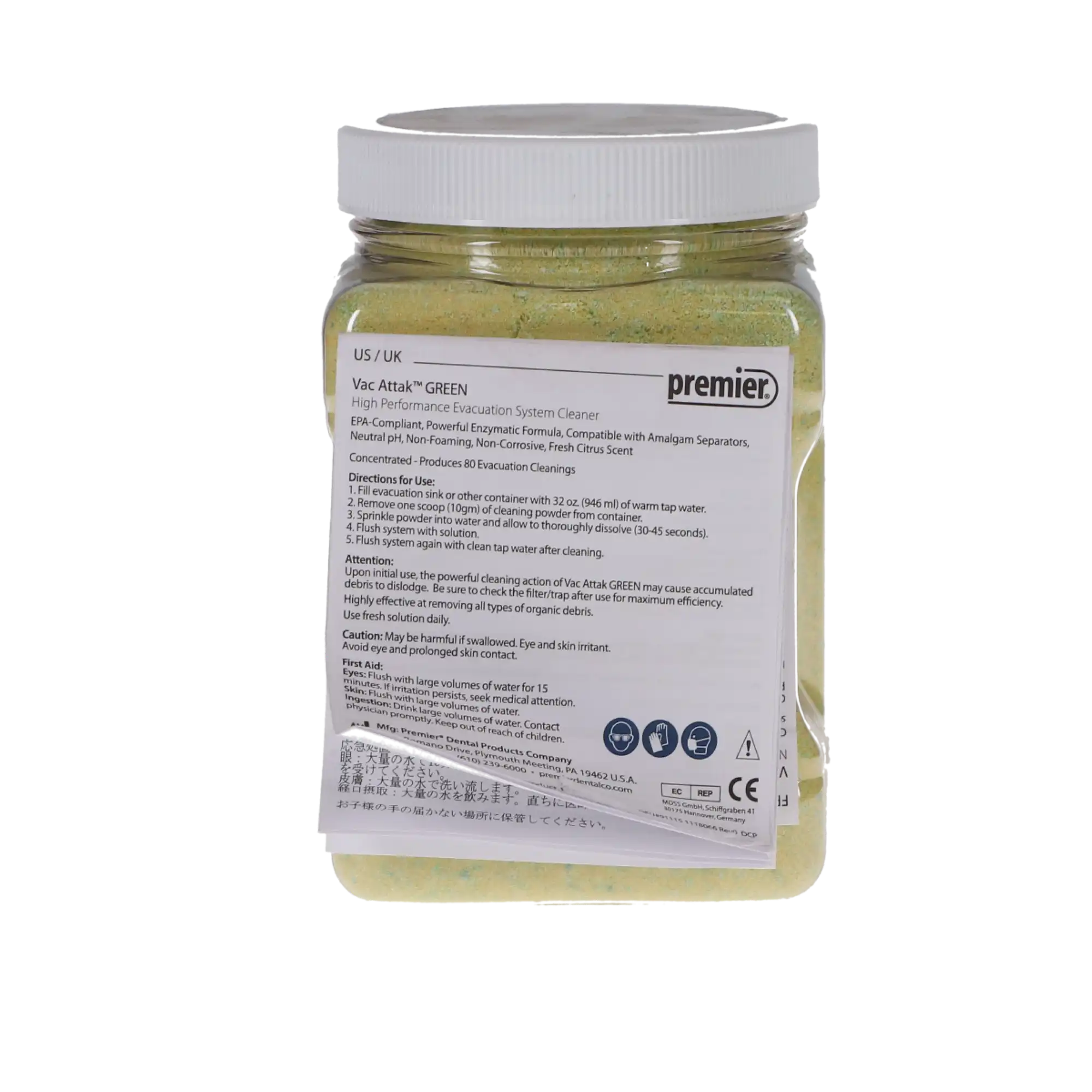Vac Attak™ GREEN High-Performance Evacuation System Cleaner, Powder, 800 g Jar, Citrus, 1 Jar, #9011105 thumbnail 6