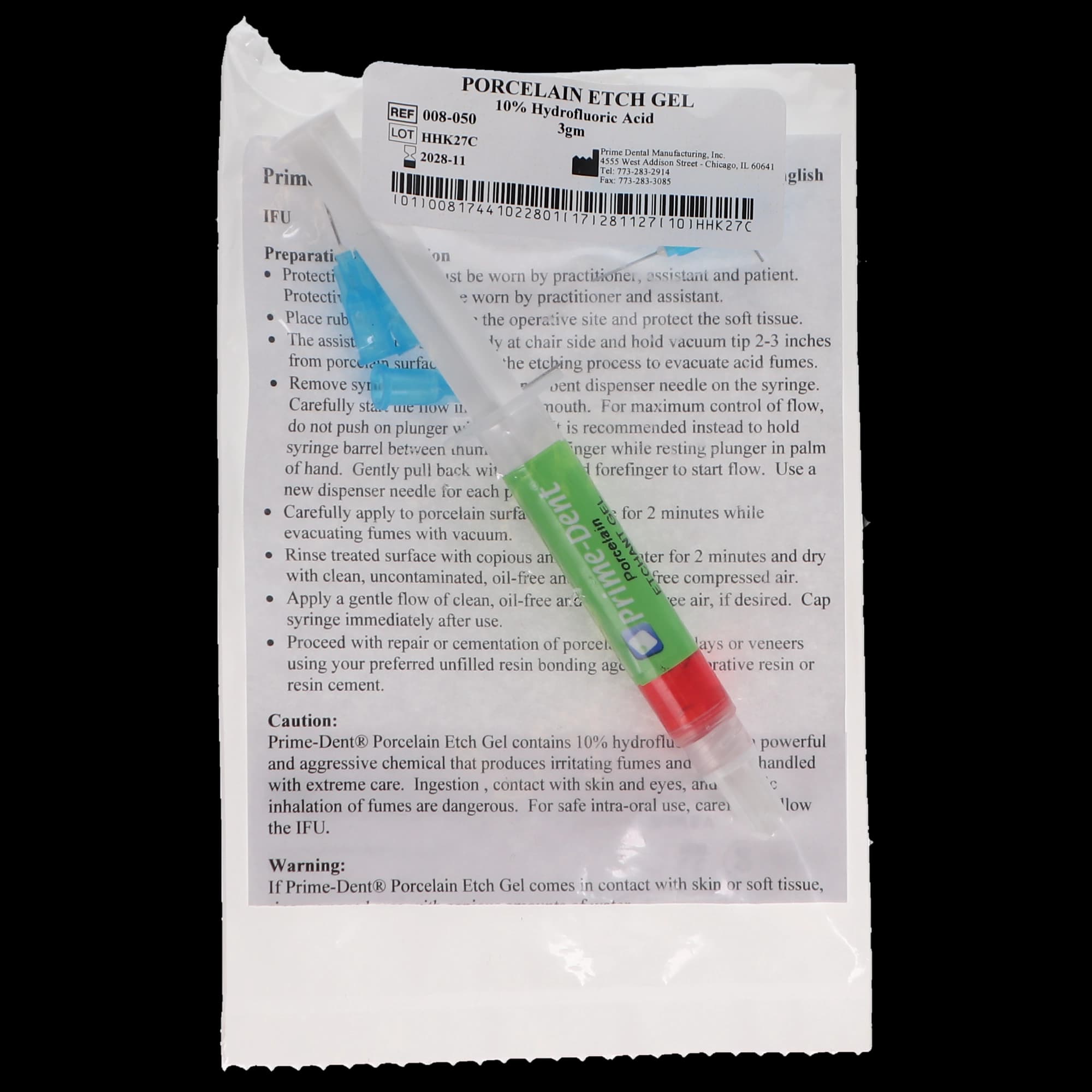 Prime Dental Porcelain Etch Gel 3gm Syringe, 10% Hydrofluoric Acid, 008-050 thumbnail 5