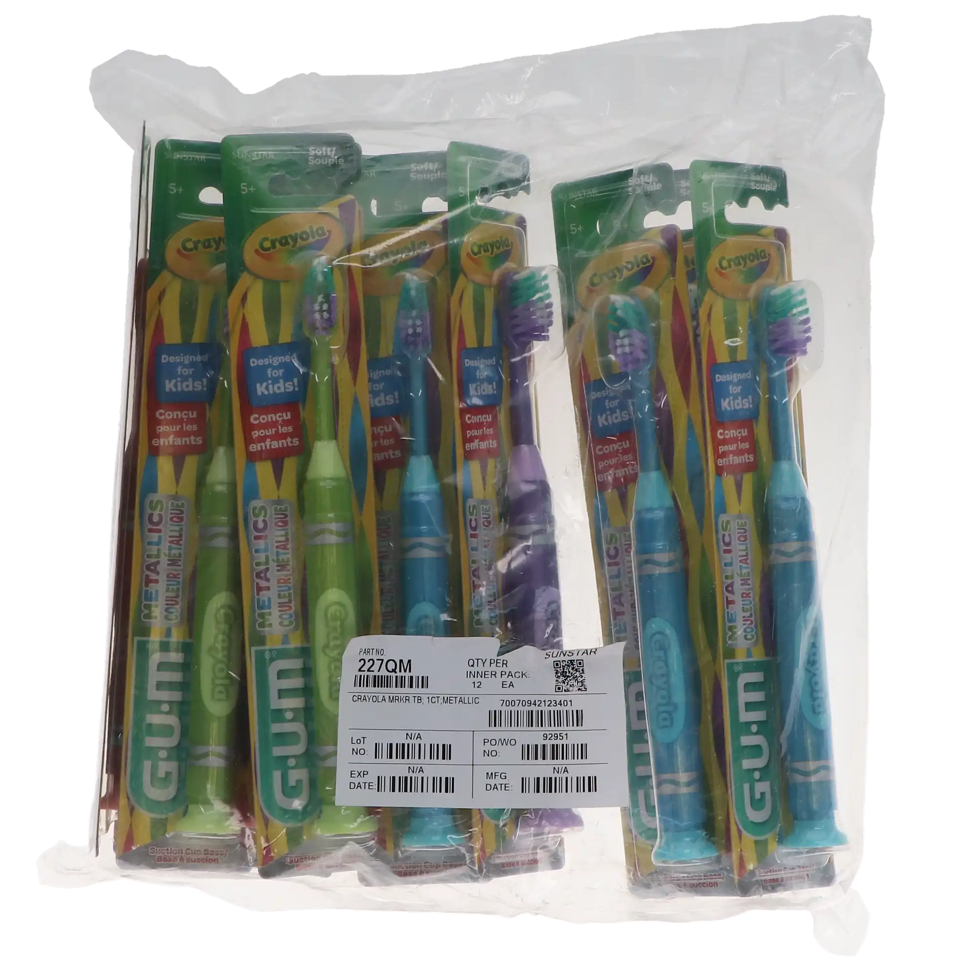 GUM Crayola Metallic Marker Toothbrush, Soft Bristles, Assorted Metallic Colors, 12/Pk, 227QM thumbnail 4