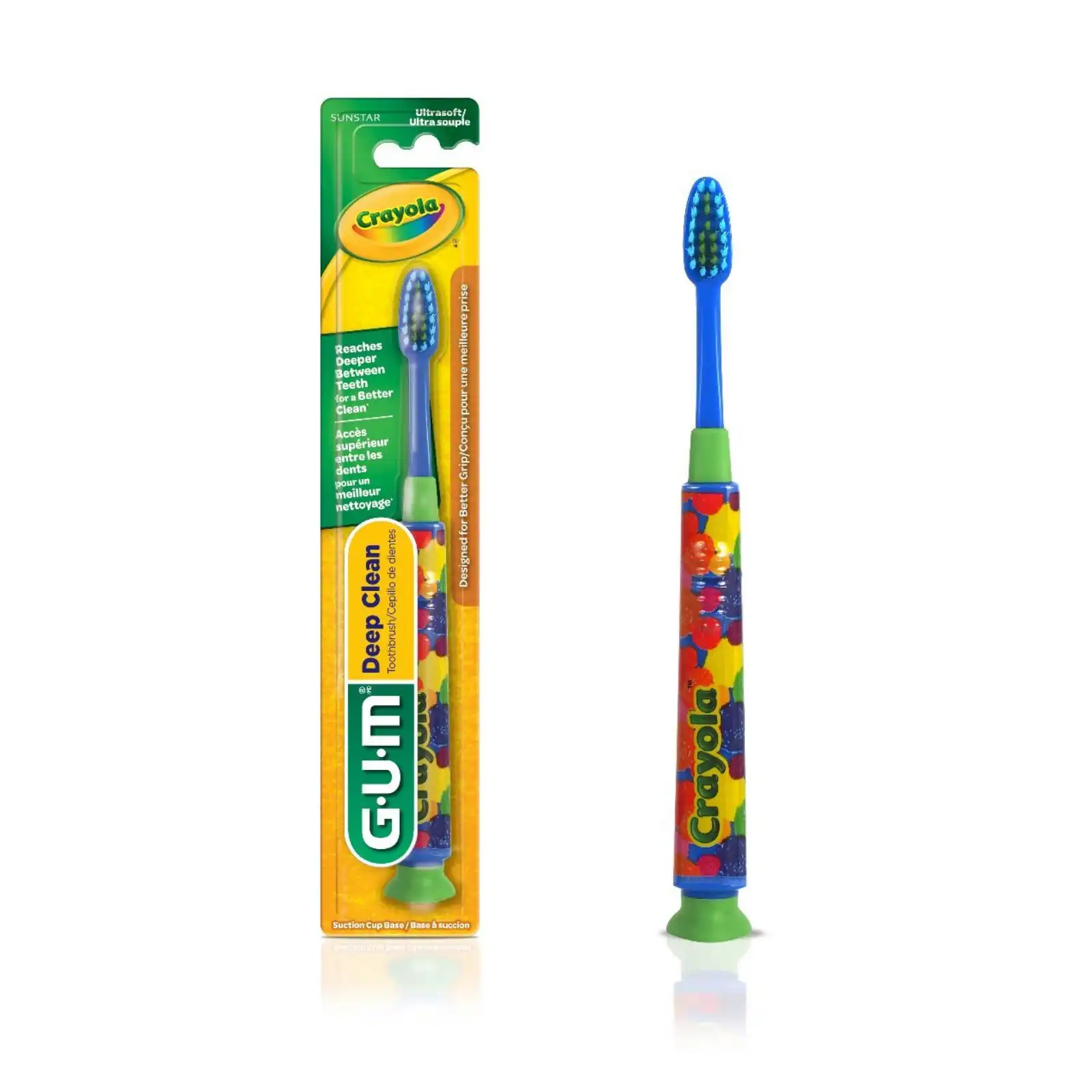 GUM Crayola Deep Clean Toothbrush, Ultra-Soft, Kids, Assorted Colors, 12/Pack, 234P thumbnail 2
