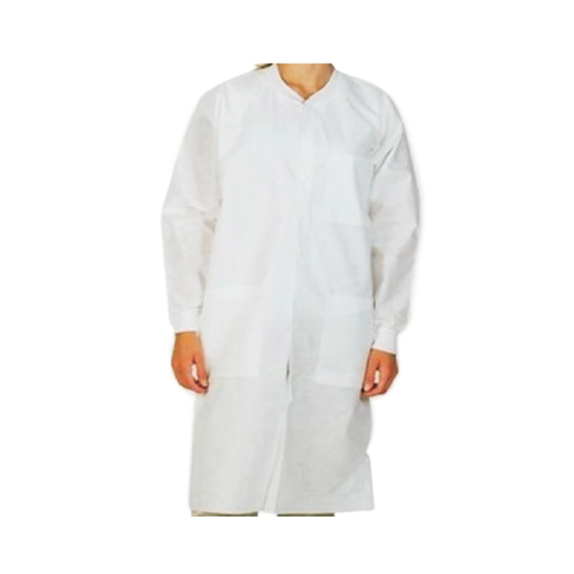 ValuMax Extra-Safe AAMI Level 3 Lab Coat, White, Knit Collar, Small, Knee-Length, 10/Pack, 3660WHS-K thumbnail 8