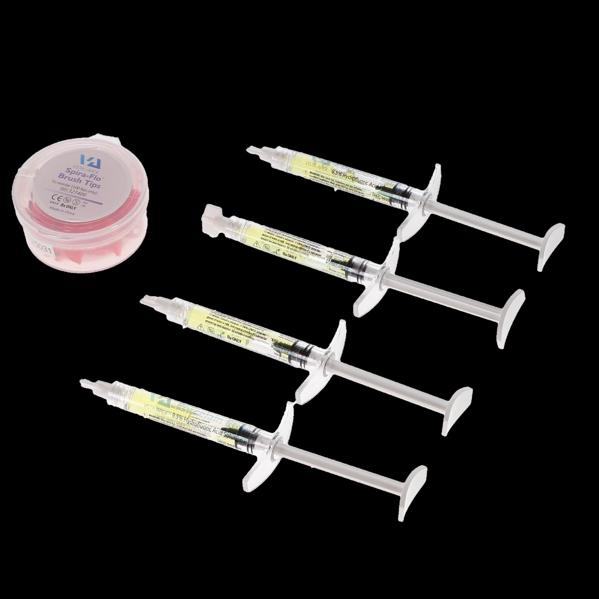 Vista Apex Porcelain Etch Etching Gel, 9.5% Hydrofluoric Acid, Syringe Refill Kit, 1.2 mL, High Viscosity, Light Yellow, 4/Pk, 502510 thumbnail 4