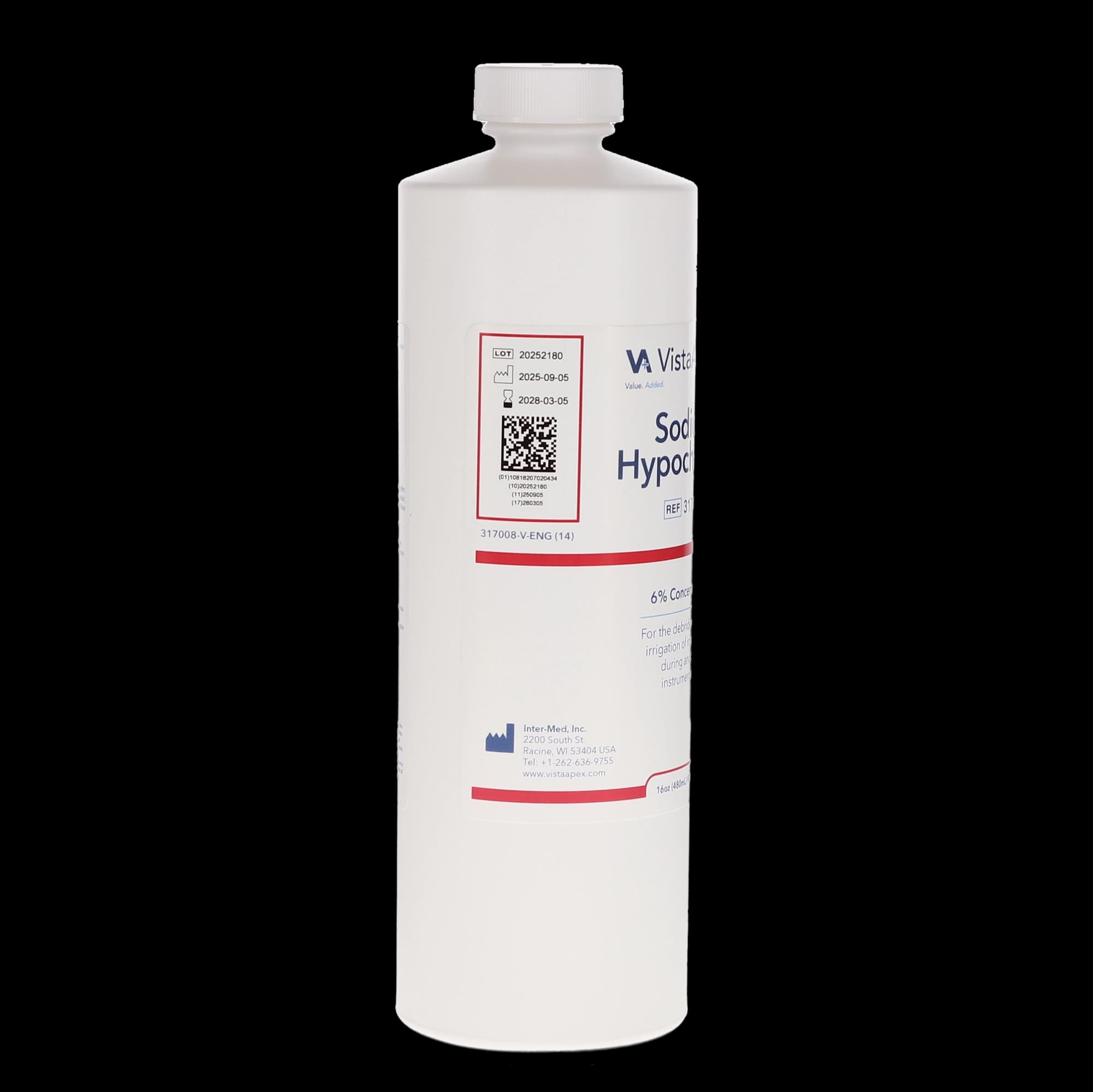 Vista Apex Sodium Hypochlorite Solution, 6%, 16 oz (480 mL), Endodontic Irrigant, 317008 thumbnail 4
