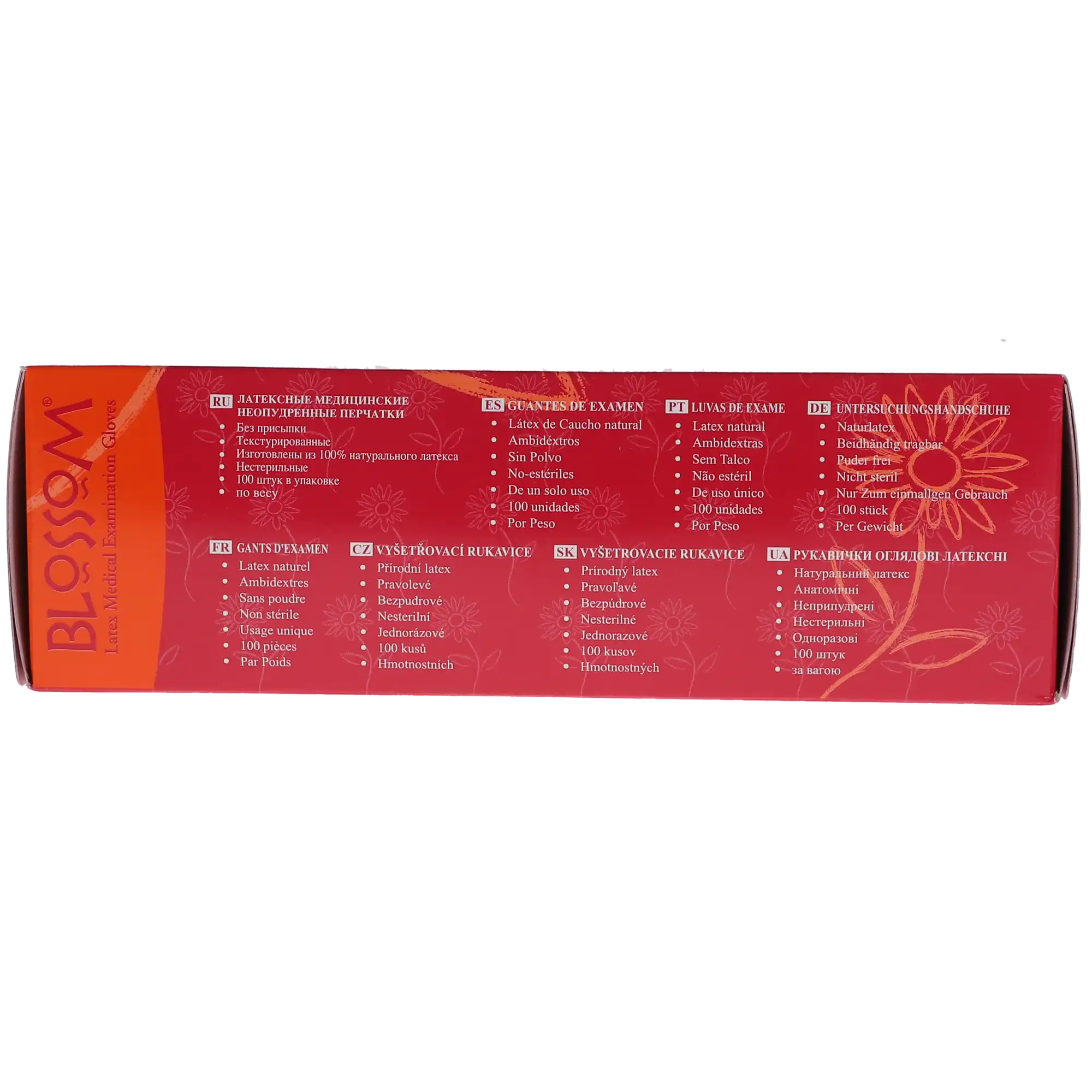 Blossom Powder-Free Latex Examination Gloves, X-Small, Non-Sterile, Ambidextrous, Beaded Cuff, 100/Box, BM-6225 thumbnail 2
