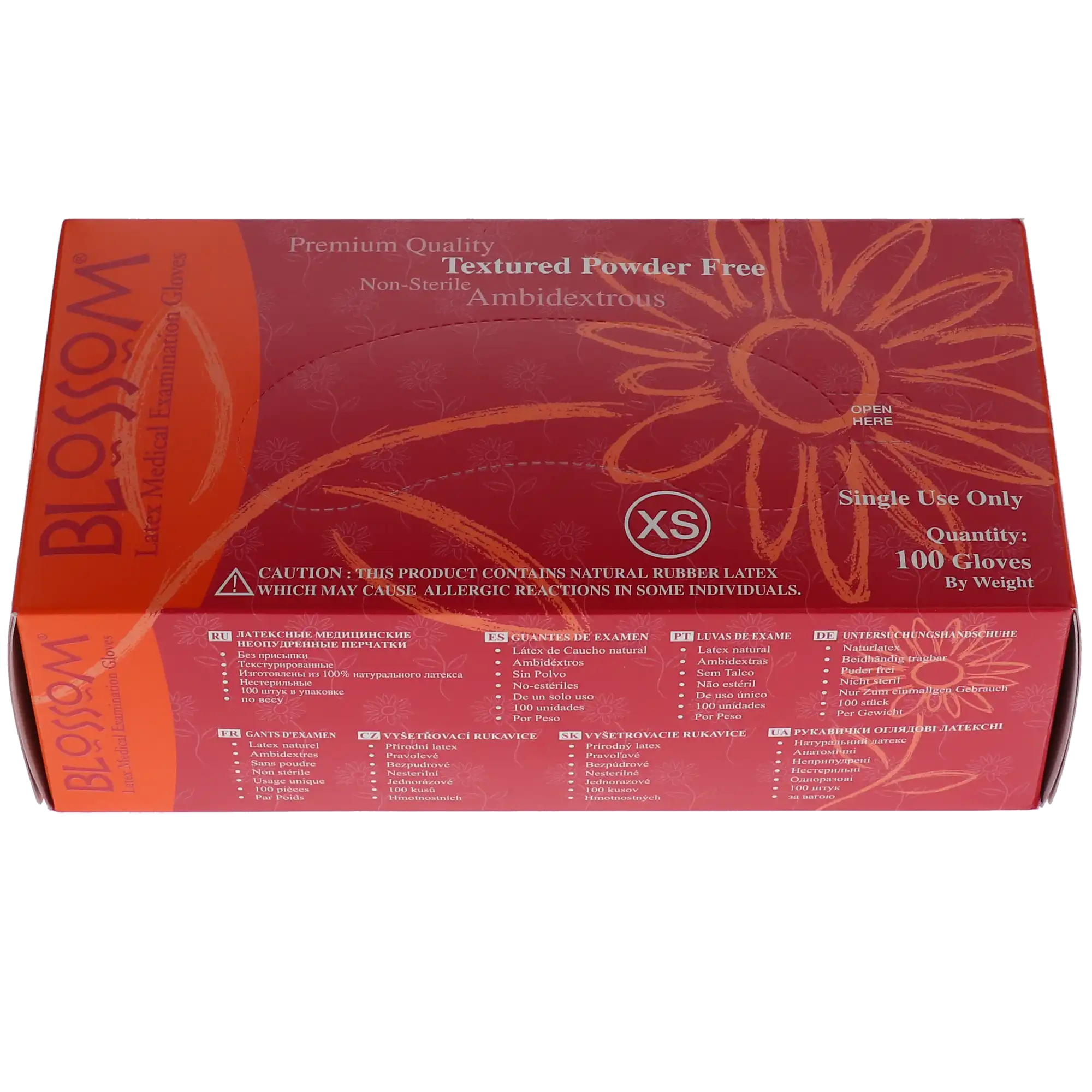 Blossom Powder-Free Latex Examination Gloves, X-Small, Non-Sterile, Ambidextrous, Beaded Cuff, 100/Box, BM-6225 thumbnail 5