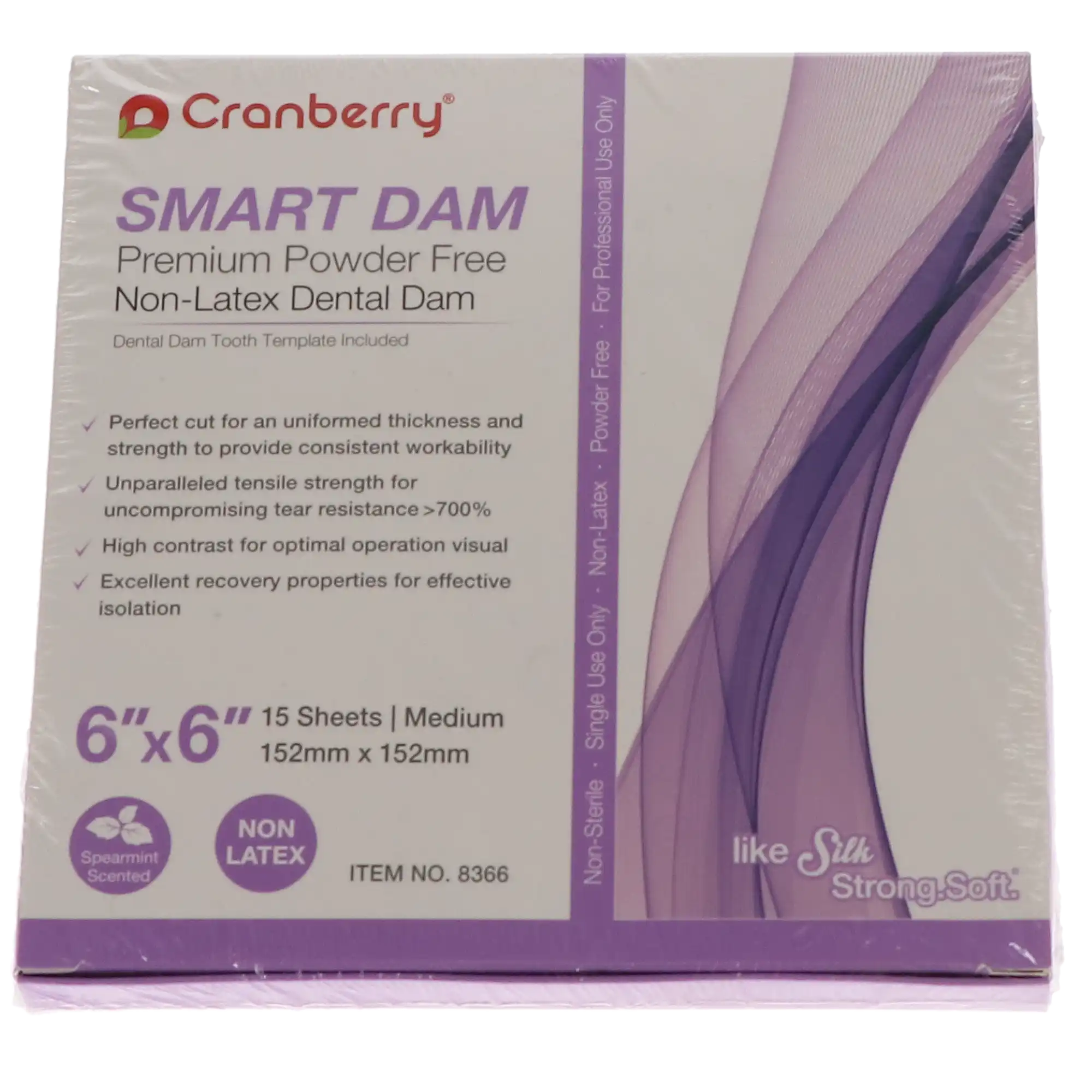 Cranberry Smart Dam, Non-Latex, Medium, Purple, Spearmint, 6" x 6", 15/Pk, CR8366 thumbnail 4