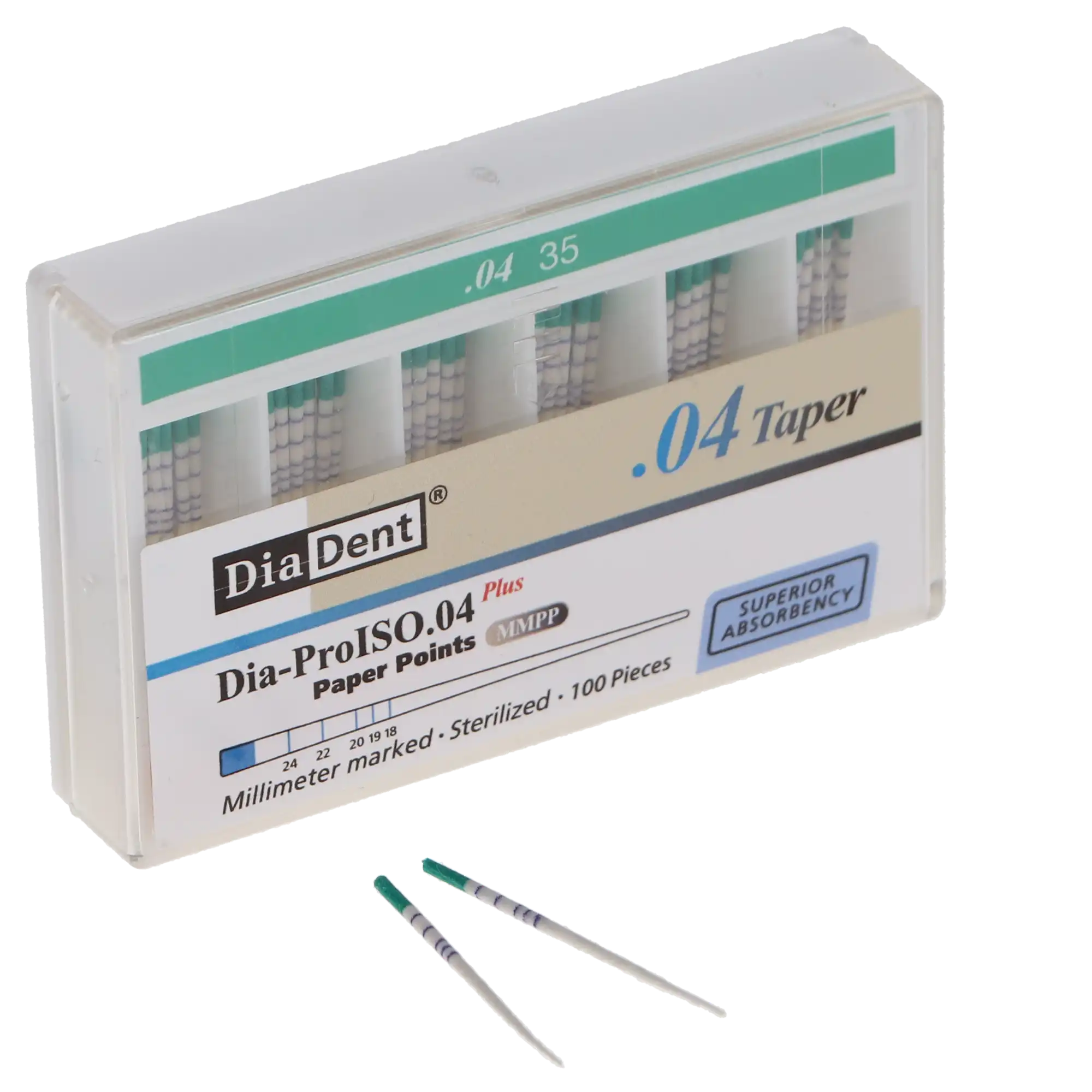 DiaDent Dia-ProISO GT Paper Points, .04 Taper, #35, Millimeter Marked, Spillproof, Green, 100/Pack, MP210-607 thumbnail 4