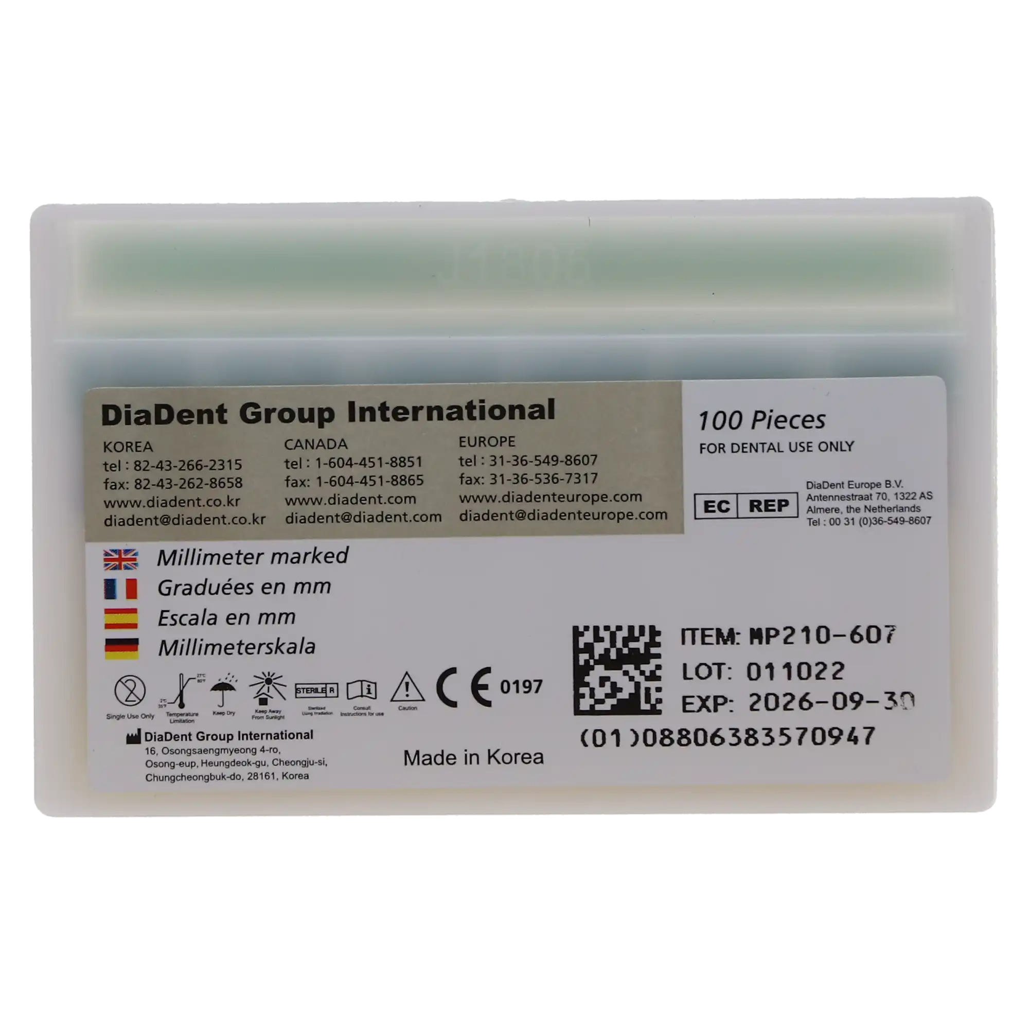 DiaDent Dia-ProISO GT Paper Points, .04 Taper, #35, Millimeter Marked, Spillproof, Green, 100/Pack, MP210-607 thumbnail 5