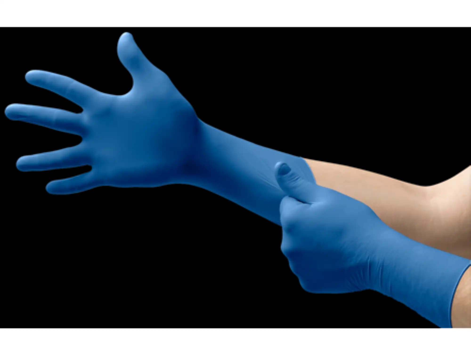 UltraSense® EC Nitrile Exam Gloves, Powder Free, Latex Free, Non-Sterile, Textured, Beaded Cuff, Extended Cuff, Medium, Blue, 100/Box, USE-880 thumbnail 7
