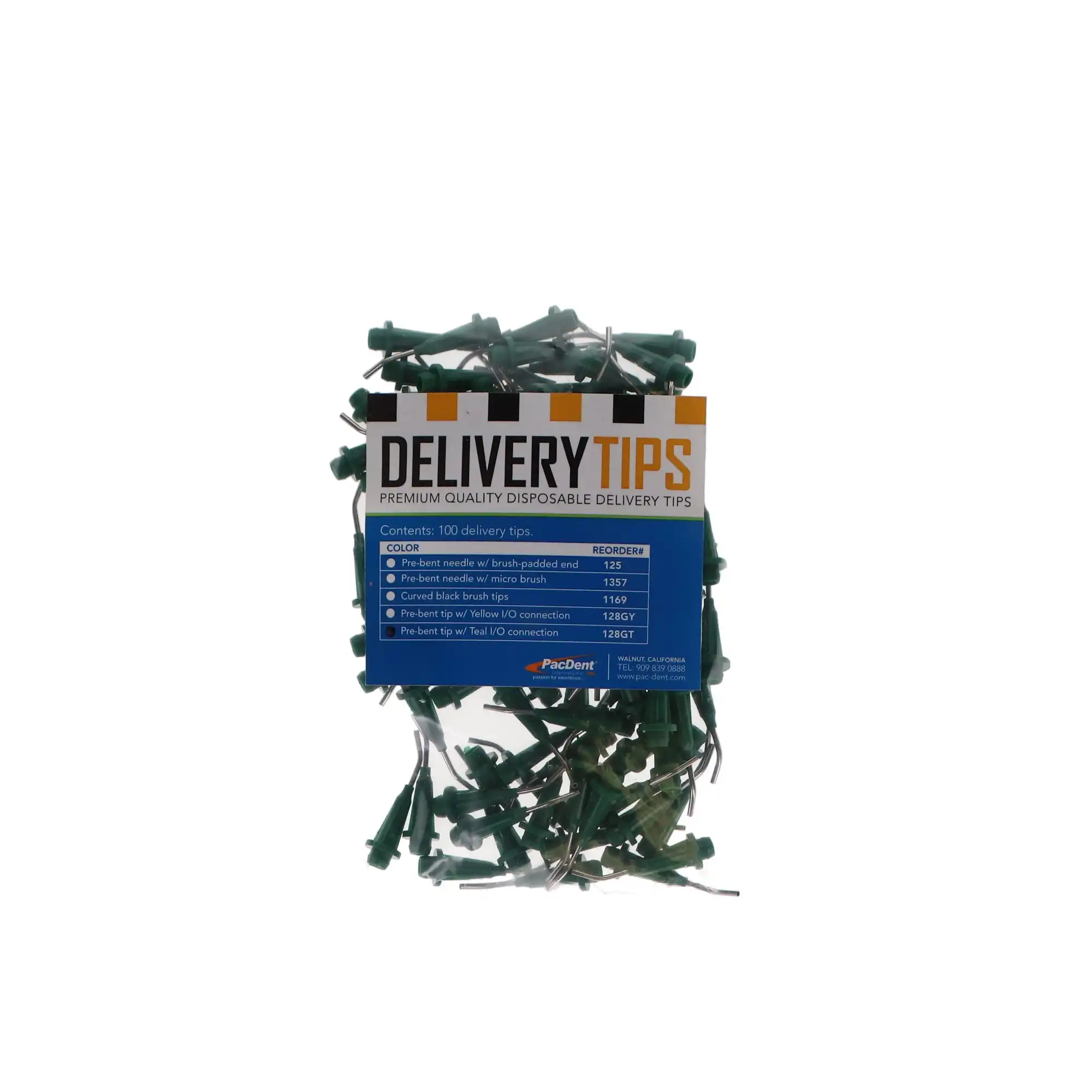 Pac-Dent Pre-Bent Delivery Tip Needle with Brush-Padded End, Green, 100/Pk, 128GT thumbnail 4
