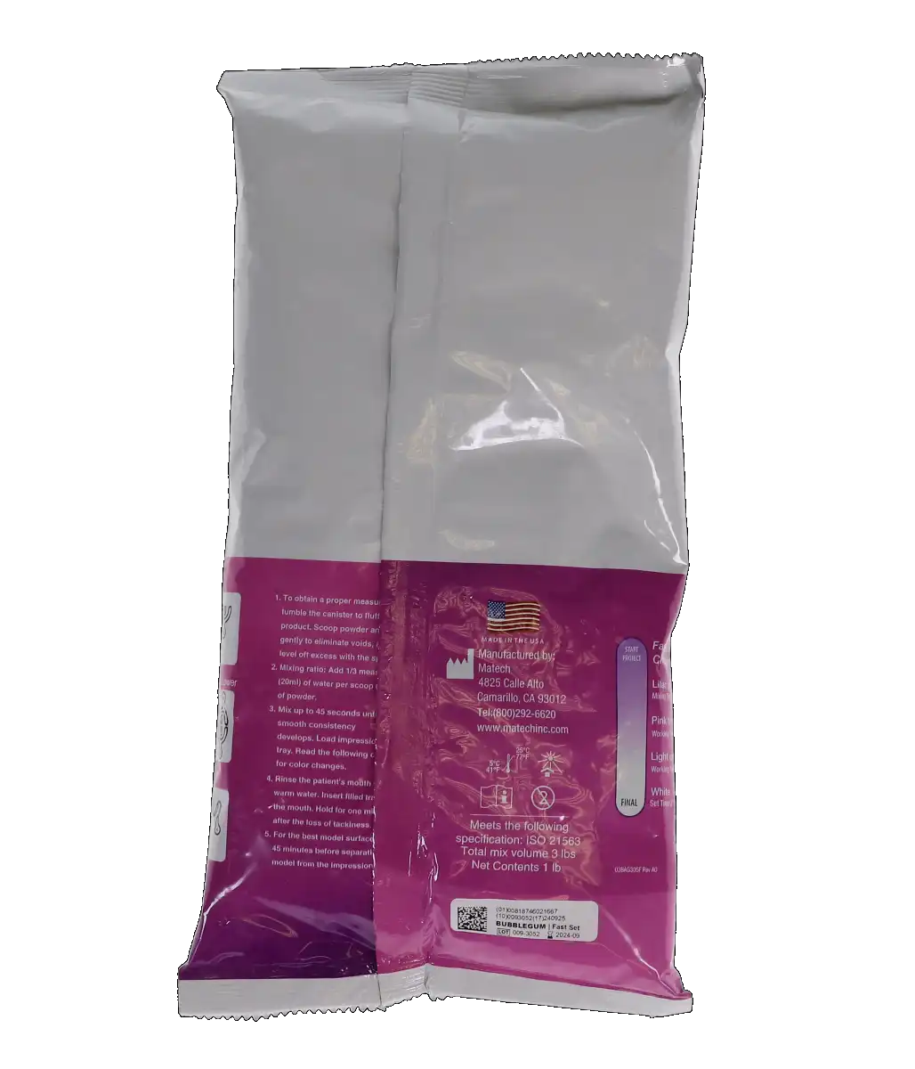 Kromatica Color-Changing Alginate Impression Material, Dust-Free, Fast Set, Pouch, 1 lb, Bubblegum, 1/Pk, 305-203 thumbnail 3