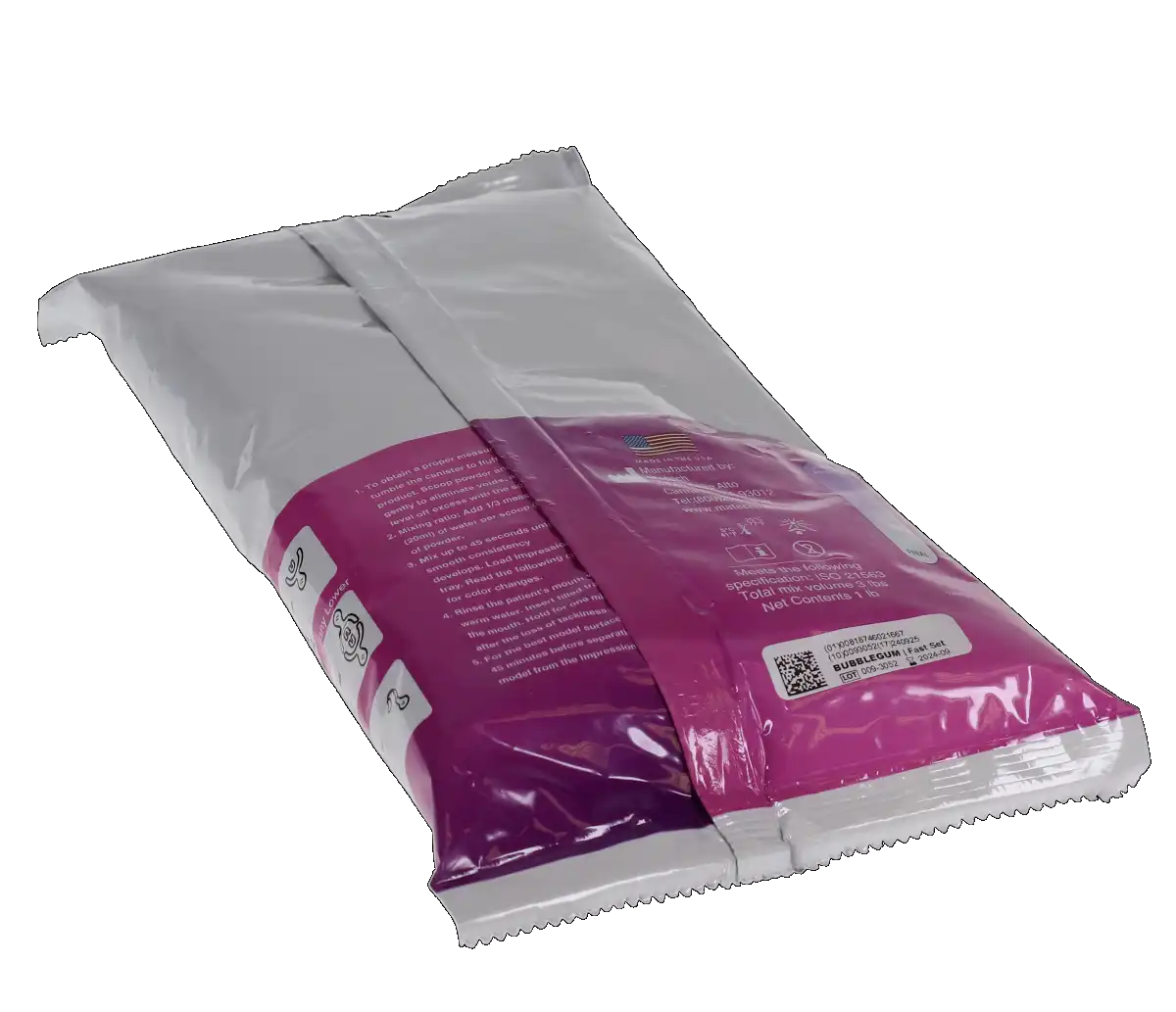 Kromatica Color-Changing Alginate Impression Material, Dust-Free, Fast Set, Pouch, 1 lb, Bubblegum, 1/Pk, 305-203 thumbnail 4